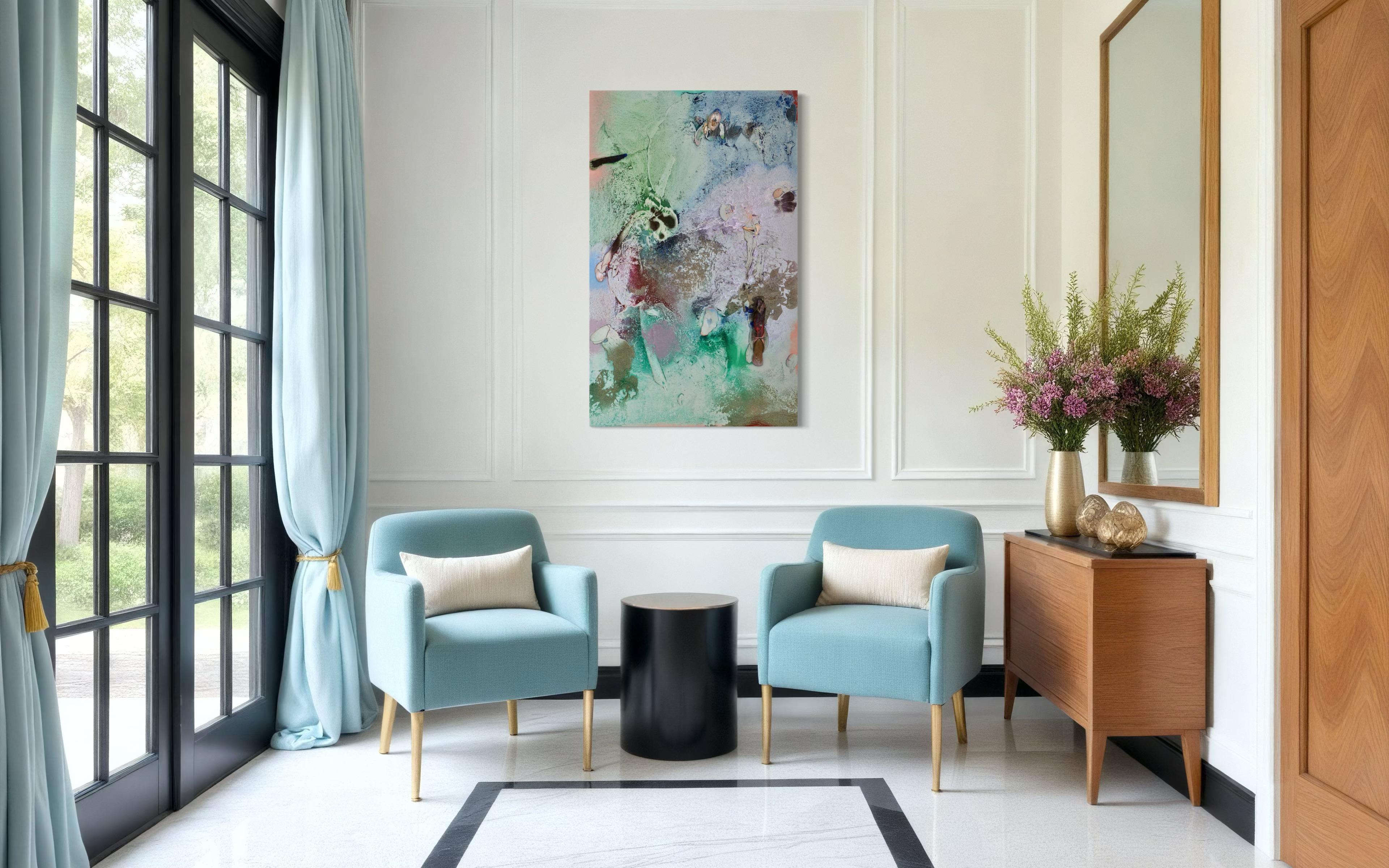 Vestiges spectrales II (Textur, organisch, biophil, Sand, Pastellfarben, Mischtechnik) im Angebot 4