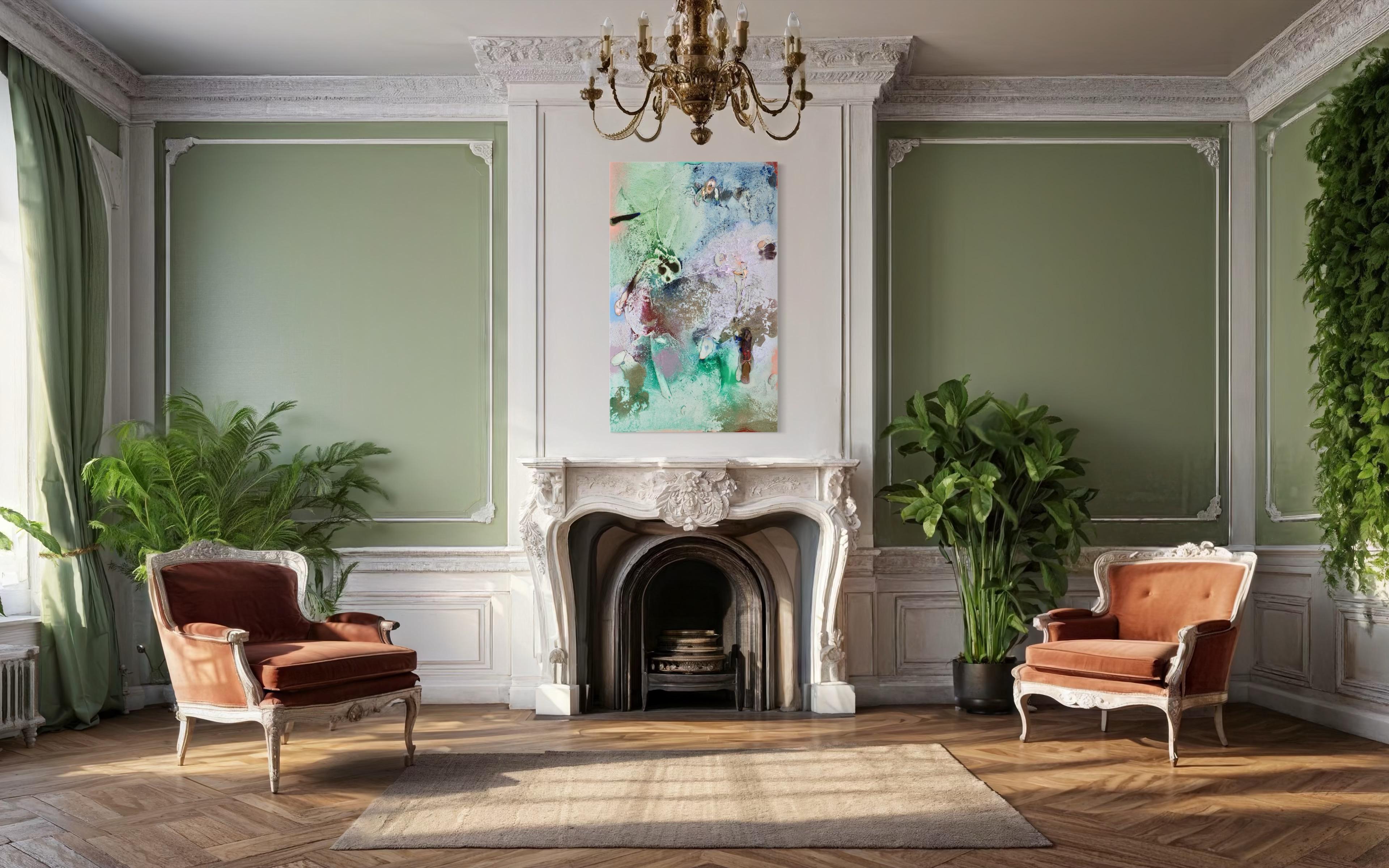 Vestiges spectrales II (Textur, organisch, biophil, Sand, Pastellfarben, Mischtechnik) im Angebot 5