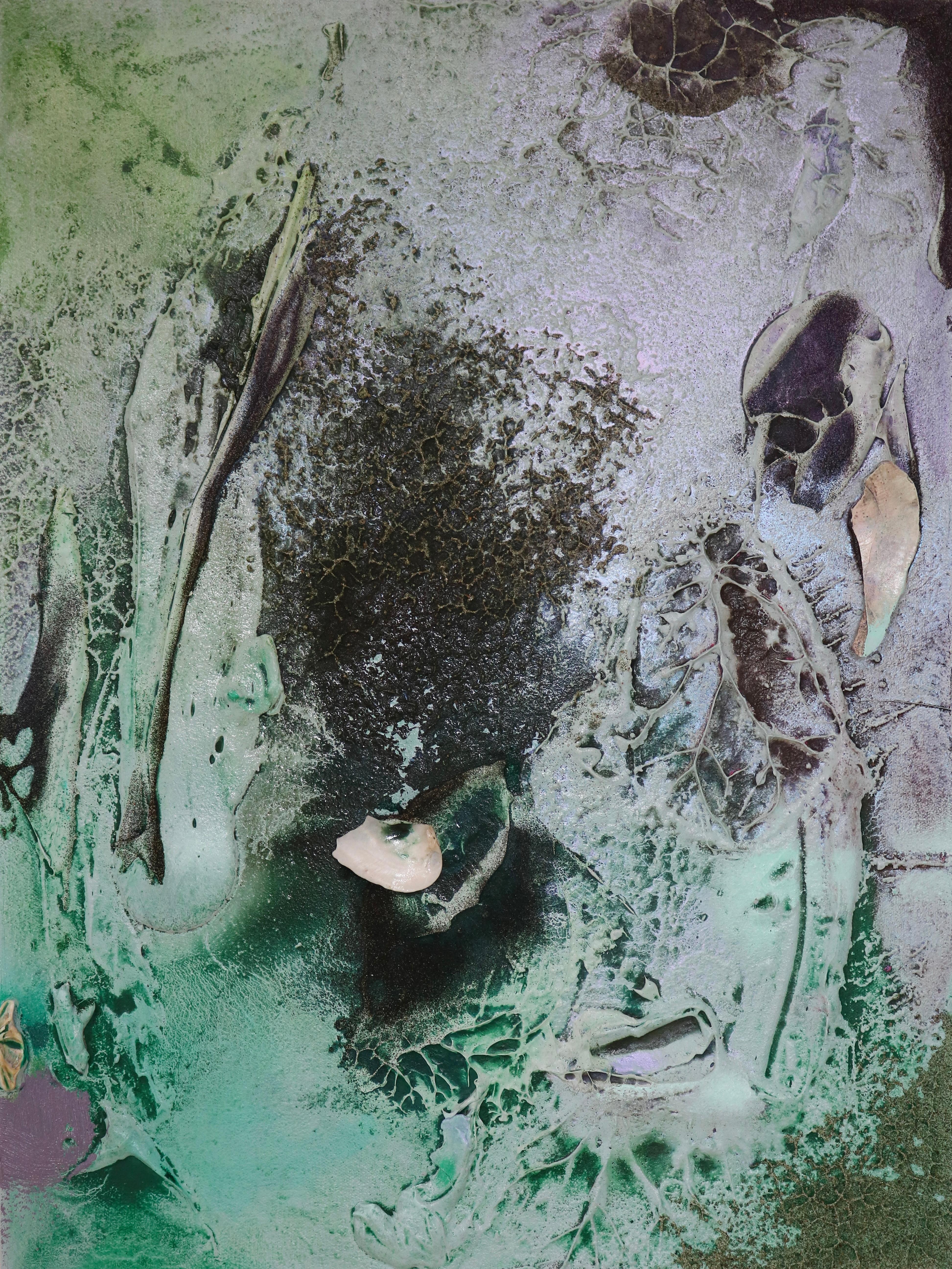 Vestiges spectrales III (texture, organic, biophilic, sand, pastels, mix-media) - Mixed Media Art by Melisa Taylor Metzger