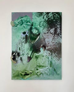 Vestiges spectrales IV (struttura organica, biofila, sabbia, verde chiaro, mix-media)