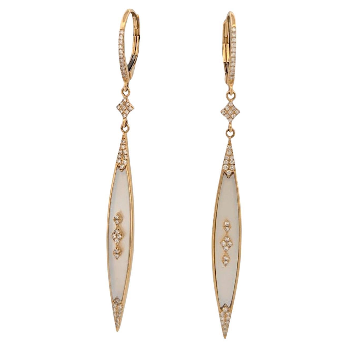 Melisande 14K Yellow Gold Mother‑of‑Pearl & Diamond Leverback Earrings