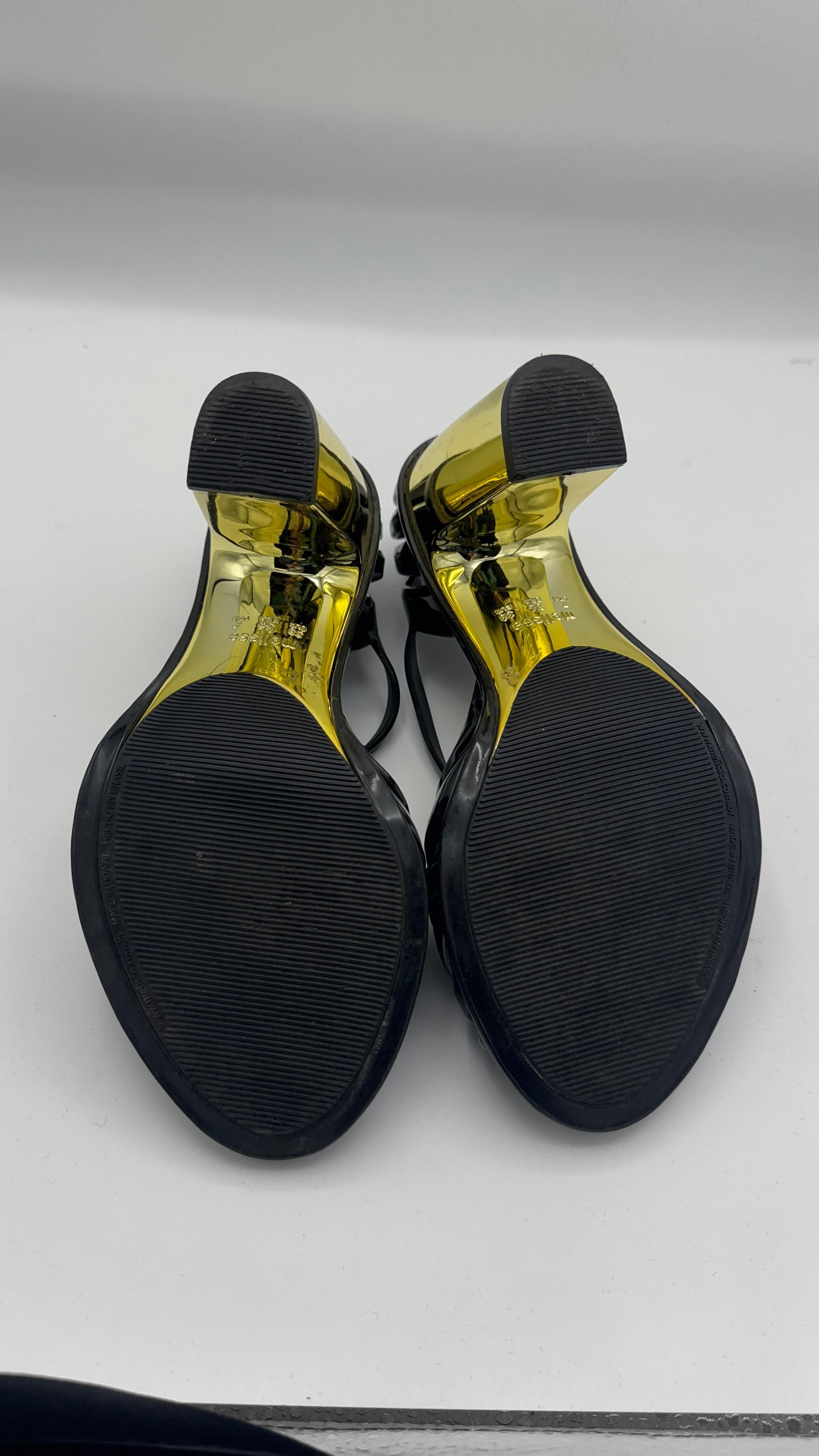 Melissa Black PVC Heels with Gold Geometric Block Heel - We pay for import duty! in vendita 6