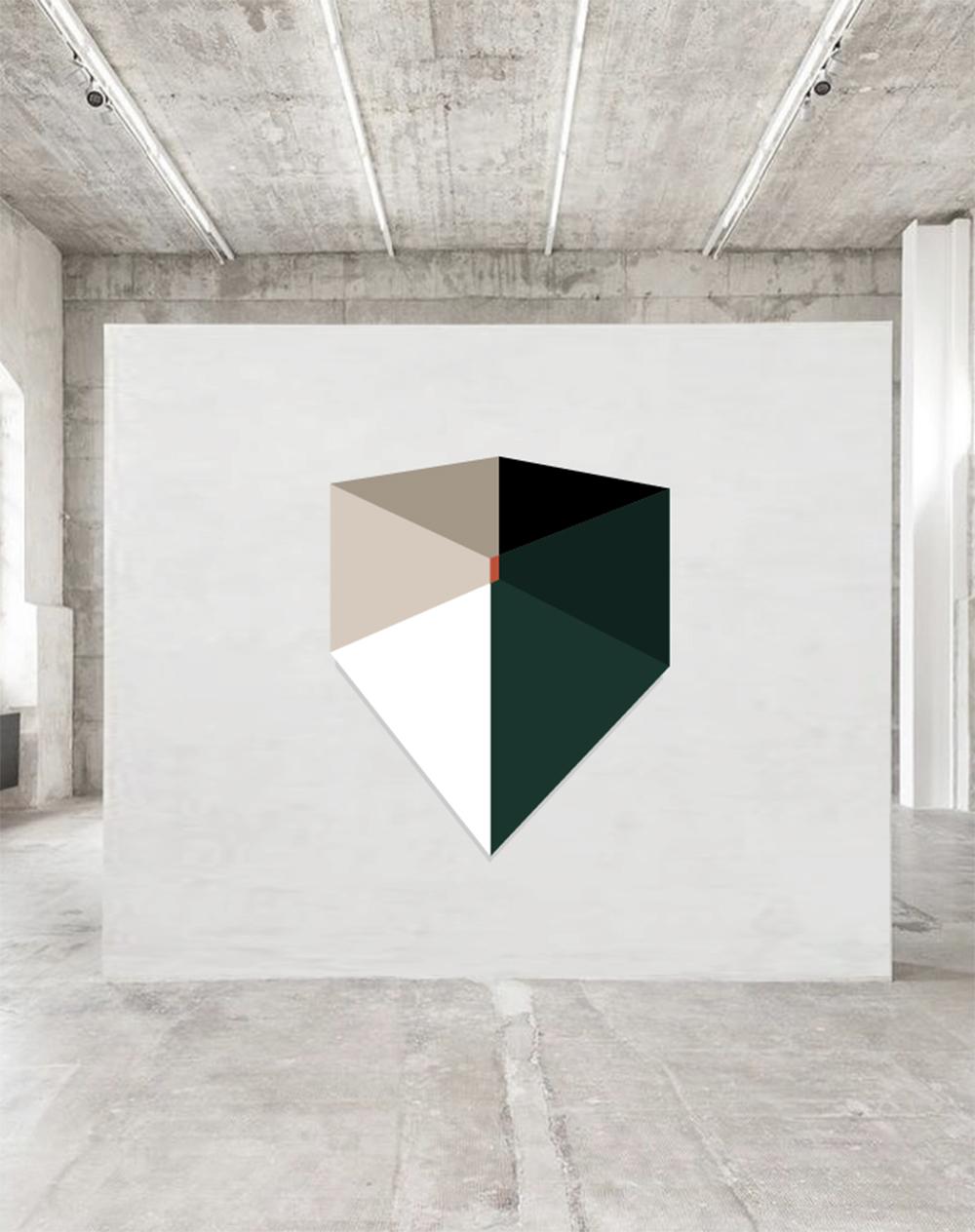 Prism 61 aquarelle géométrique verte Melissa Dupont  en vente 1