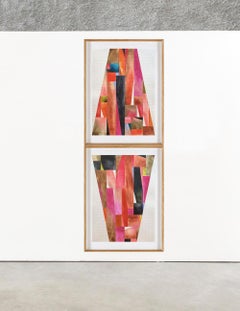 Pyramid I Abstract Geometric Painting Pink Melissa Dupont