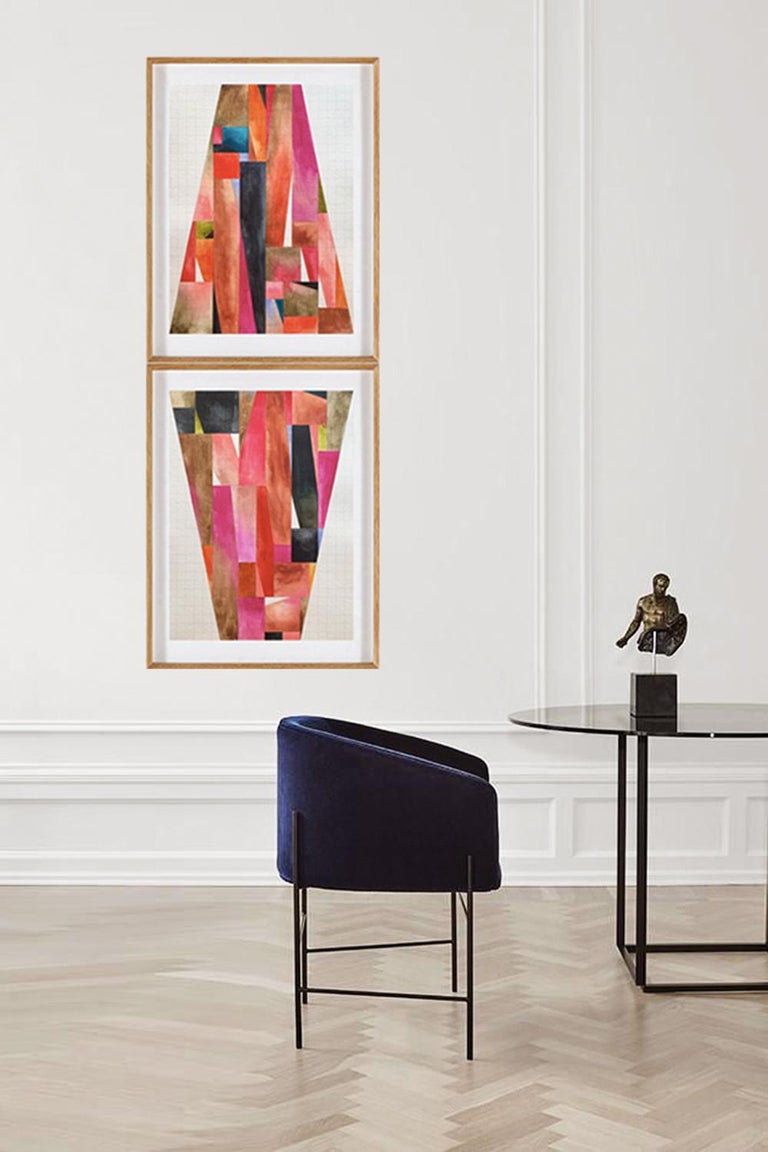 Pyramid I Abstract Geometric Painting Pink Melissa Dupont  For Sale 2