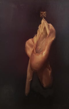 Ballet Slippers Oil Painting on Linen,  Style of Realism,  Framed in Florence