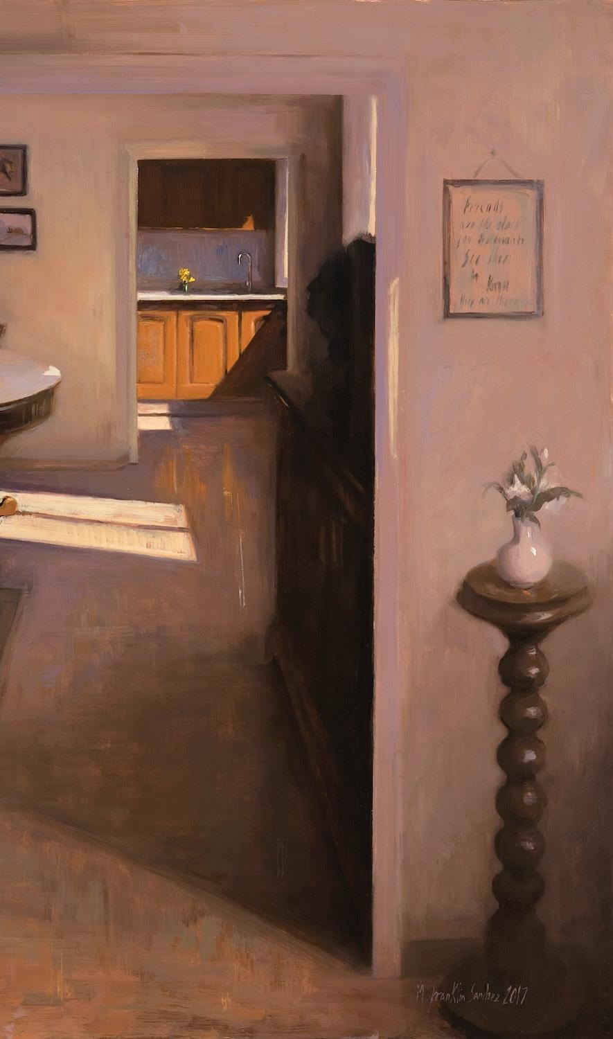 Interior, pintura al óleo sobre cobre,  Estilo del Realismo, Florencia, Residencia de Artistas - Painting de Melissa F. Sanchez