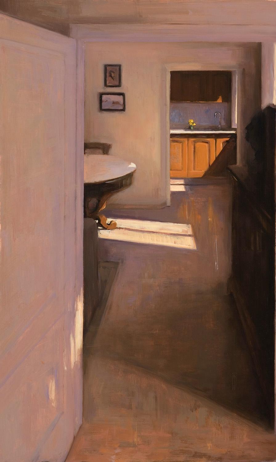 Interior, pintura al óleo sobre cobre,  Estilo del Realismo, Florencia, Residencia de Artistas - Painting Realista de Melissa F. Sanchez