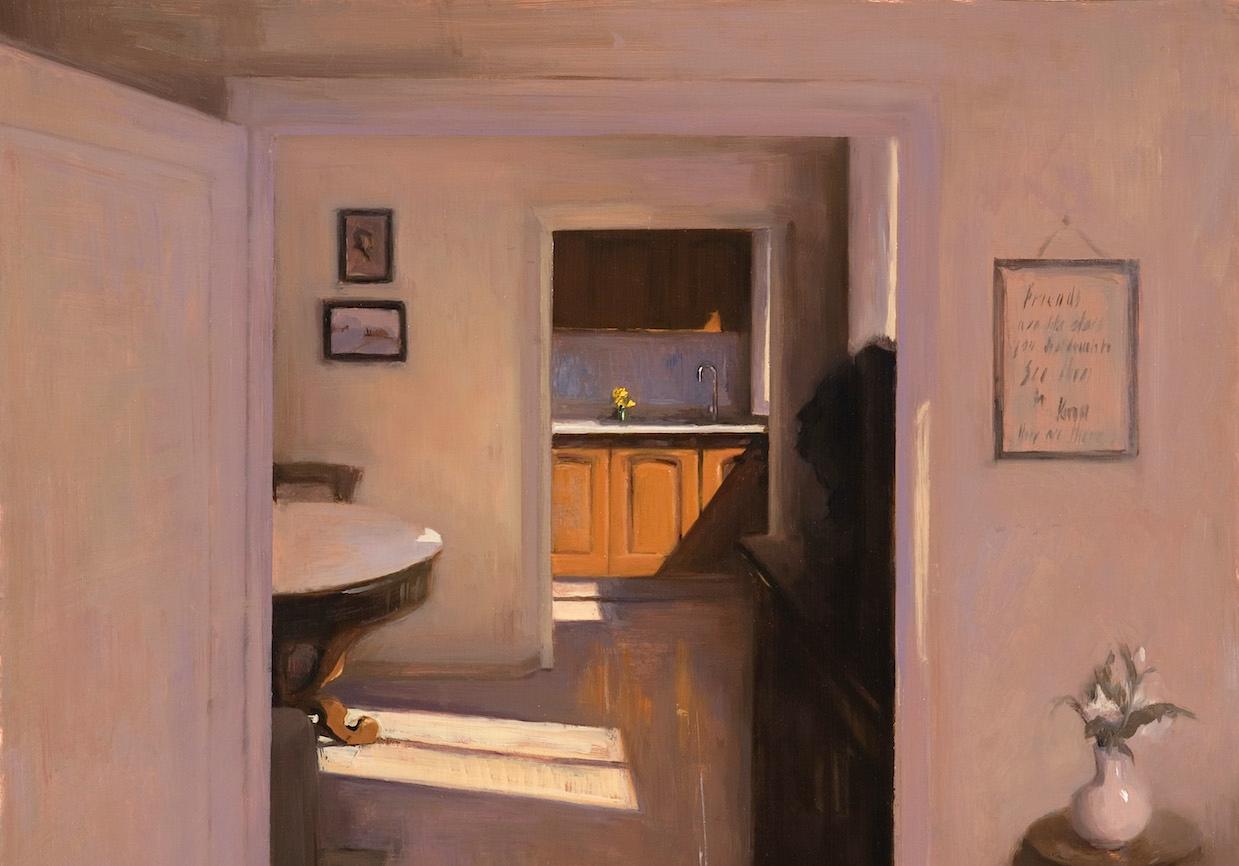 Interior, pintura al óleo sobre cobre,  Estilo del Realismo, Florencia, Residencia de Artistas - Interior Painting Marrón de Melissa F. Sanchez
