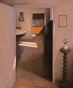 Interior, oil painting on copper,  Style of Realism, Florence, Artist Residence