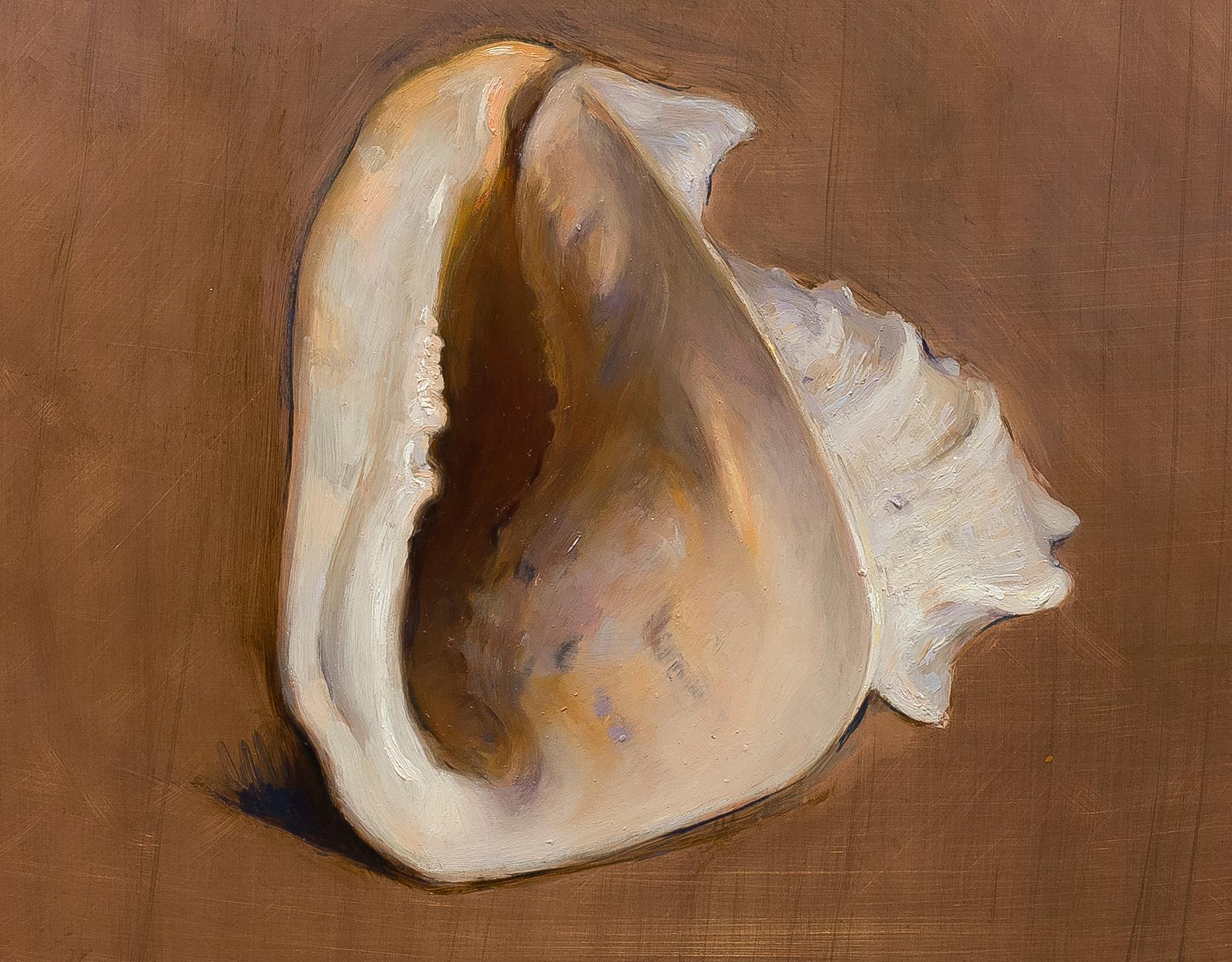 The Shell, oil painting on copper, Style of Realism, Florence, Sound of Sea