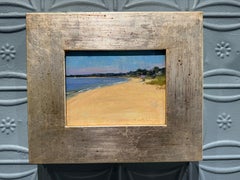 "An Afternoon at Long Beach" Realist oil painting, beach with sandy shore framed