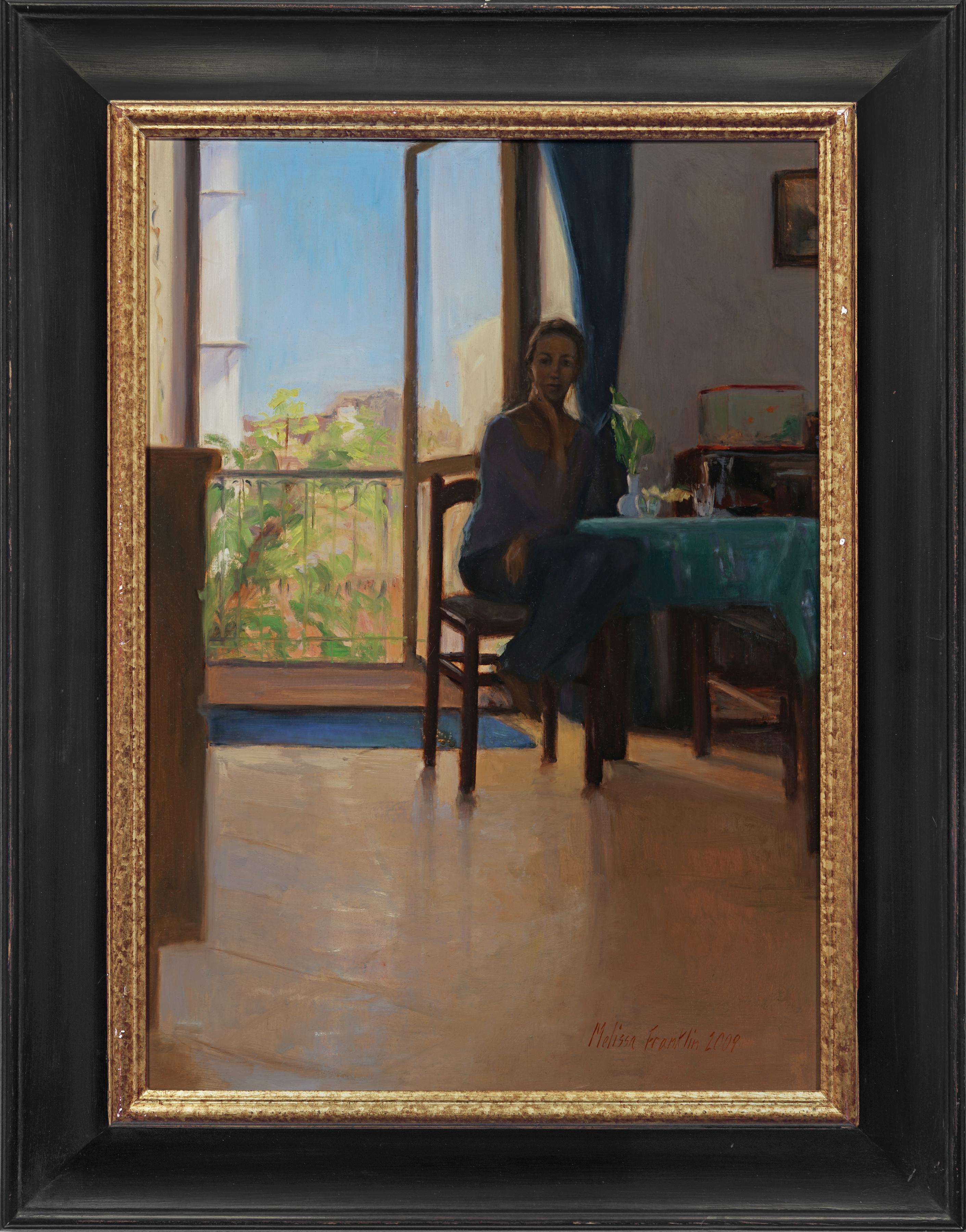 En casa  Óleo sobre lienzo   Imágenes figurativas de fondo   Escena interior  Italia - Painting de Melissa Franklin Sanchez