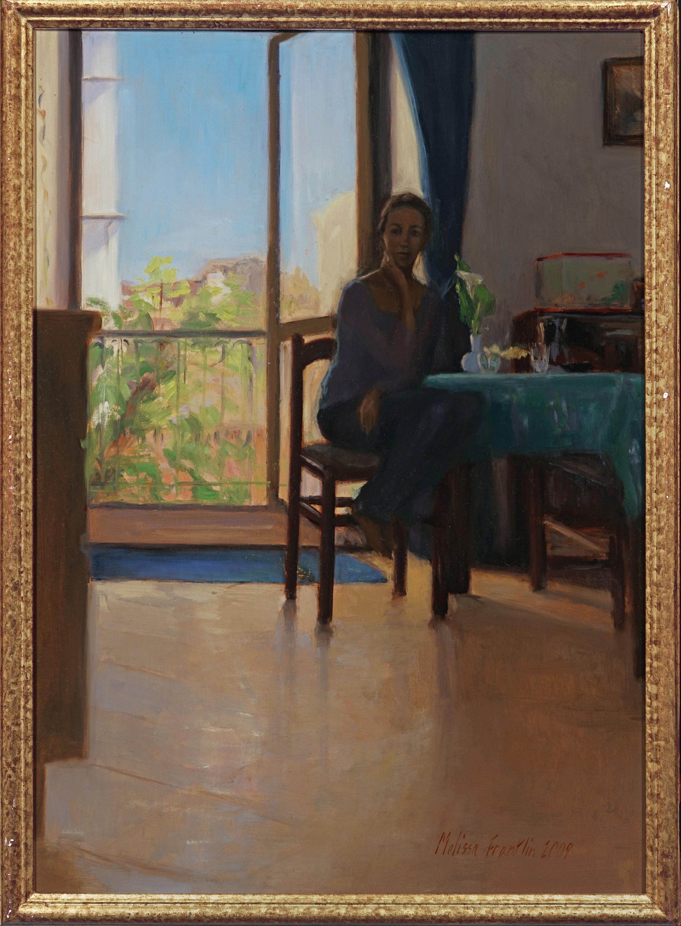 En casa  Óleo sobre lienzo   Imágenes figurativas de fondo   Escena interior  Italia - Painting Realista de Melissa Franklin Sanchez