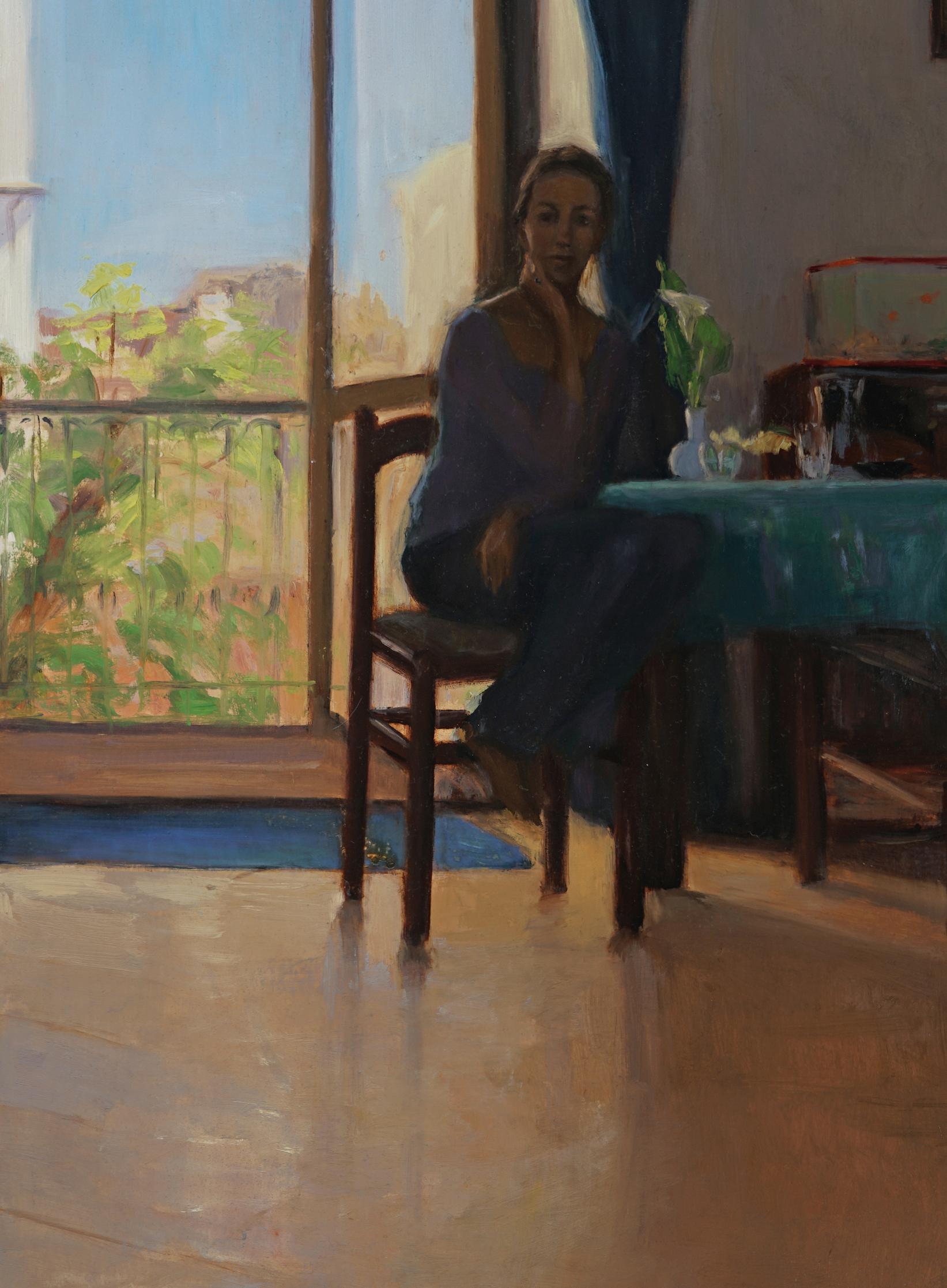 En casa  Óleo sobre lienzo   Imágenes figurativas de fondo   Escena interior  Italia - Interior Painting Negro de Melissa Franklin Sanchez
