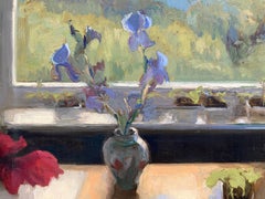 "La bellezza richiede tempo" Natura morta con veduta del paesaggio toscano attraverso una finestra