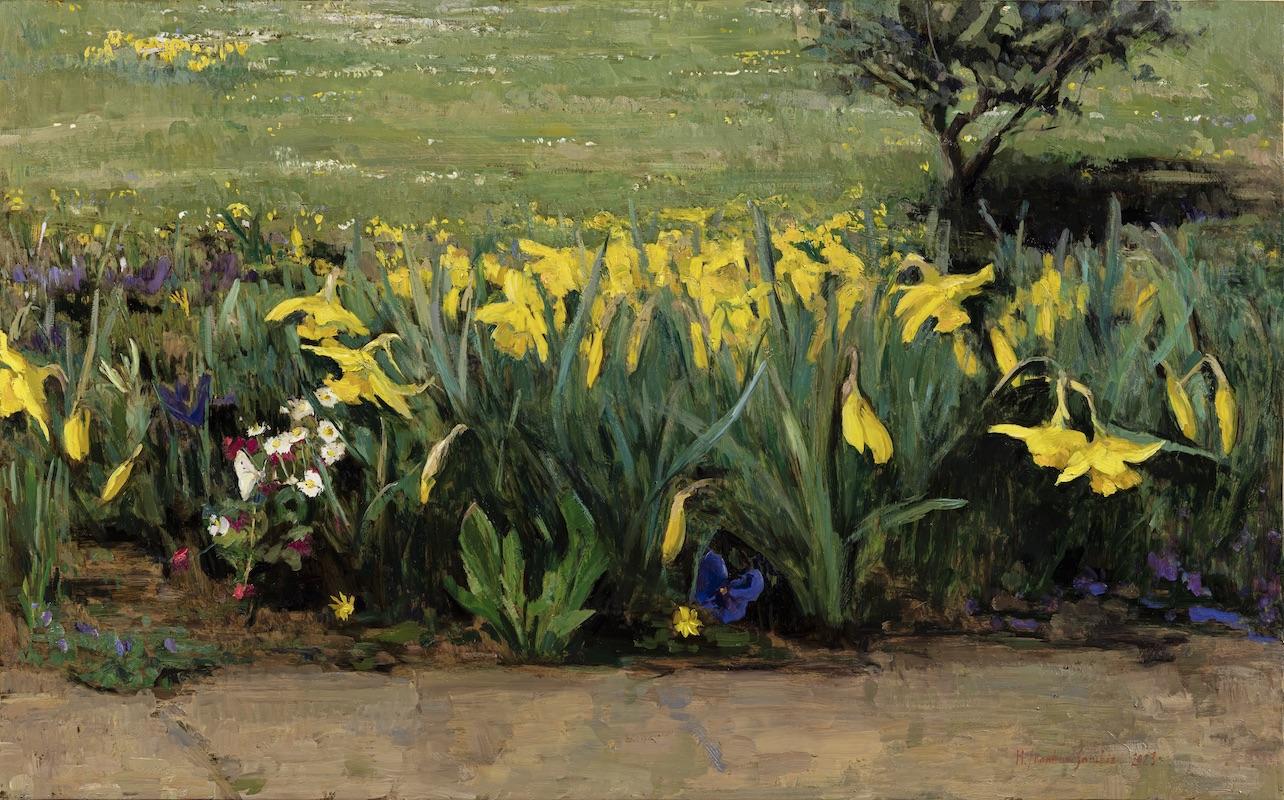 Melissa Franklin Sanchez Landscape Painting - Daffodils in the Sunshine
