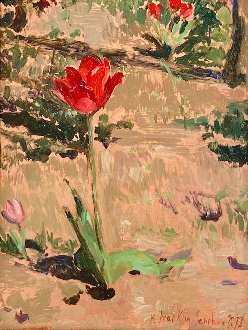 Melissa Franklin Sanchez Still-Life Painting - First Tulip