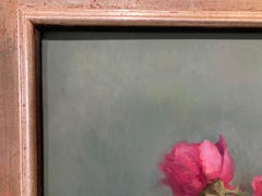 "Garden Peonies" Still life of pink flowers in a white vase