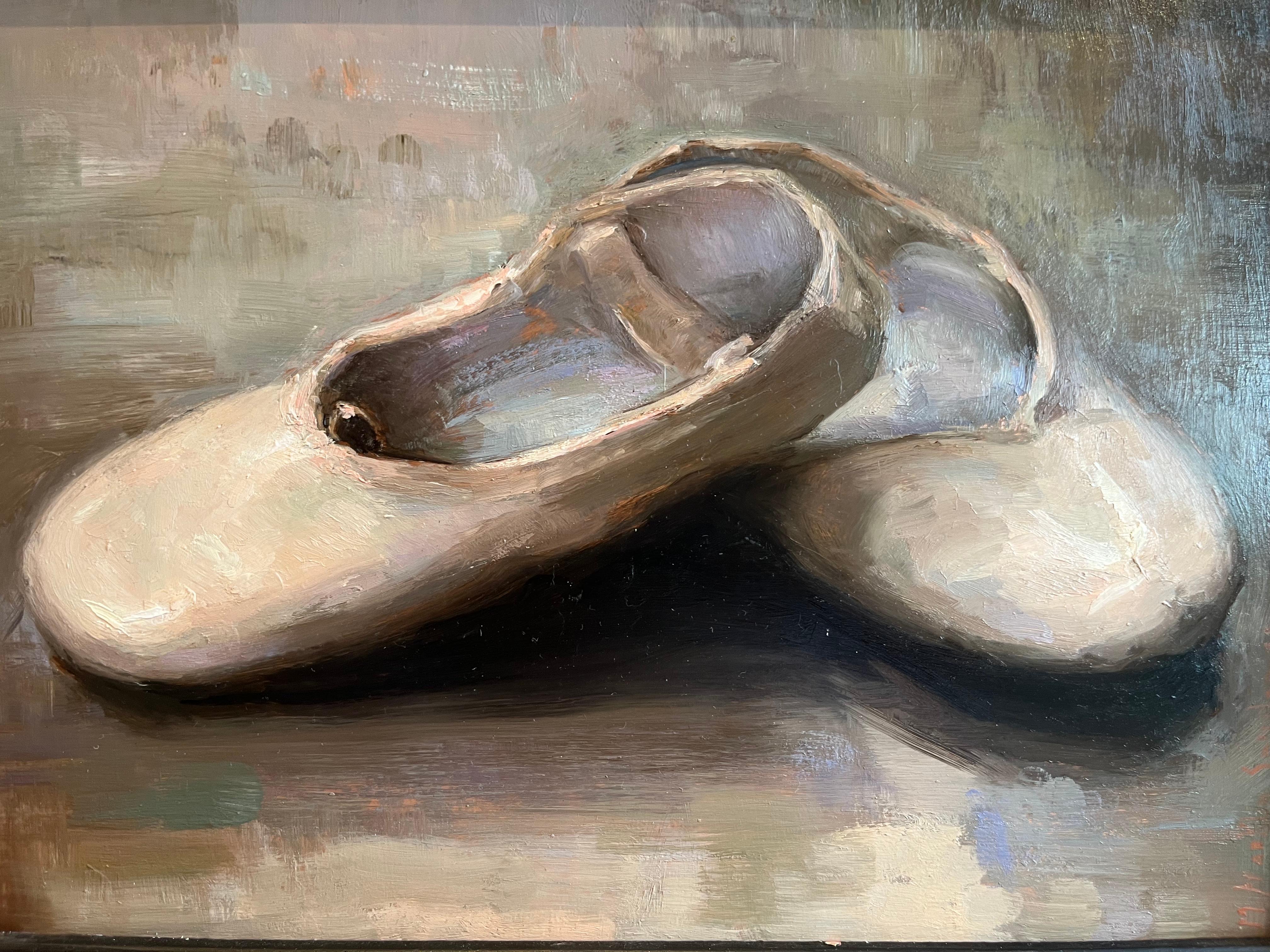Ses premières chaussures - Impressionnisme Painting par Melissa Franklin Sanchez