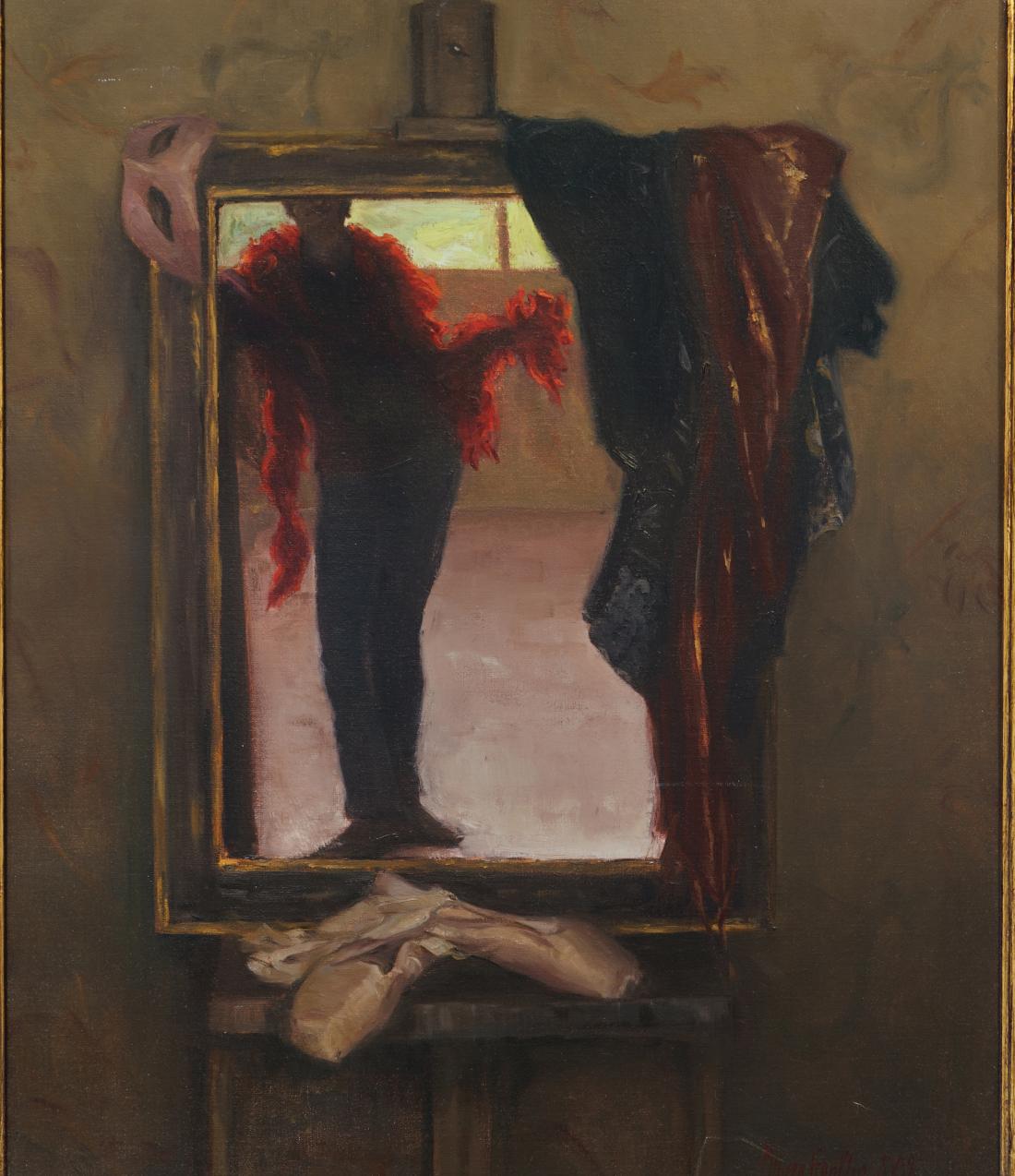 Durch den Blick  Glas  Öl auf Leinwand   Ballett Zwei Gemälde in dem Gemälde – Painting von Melissa Franklin Sanchez