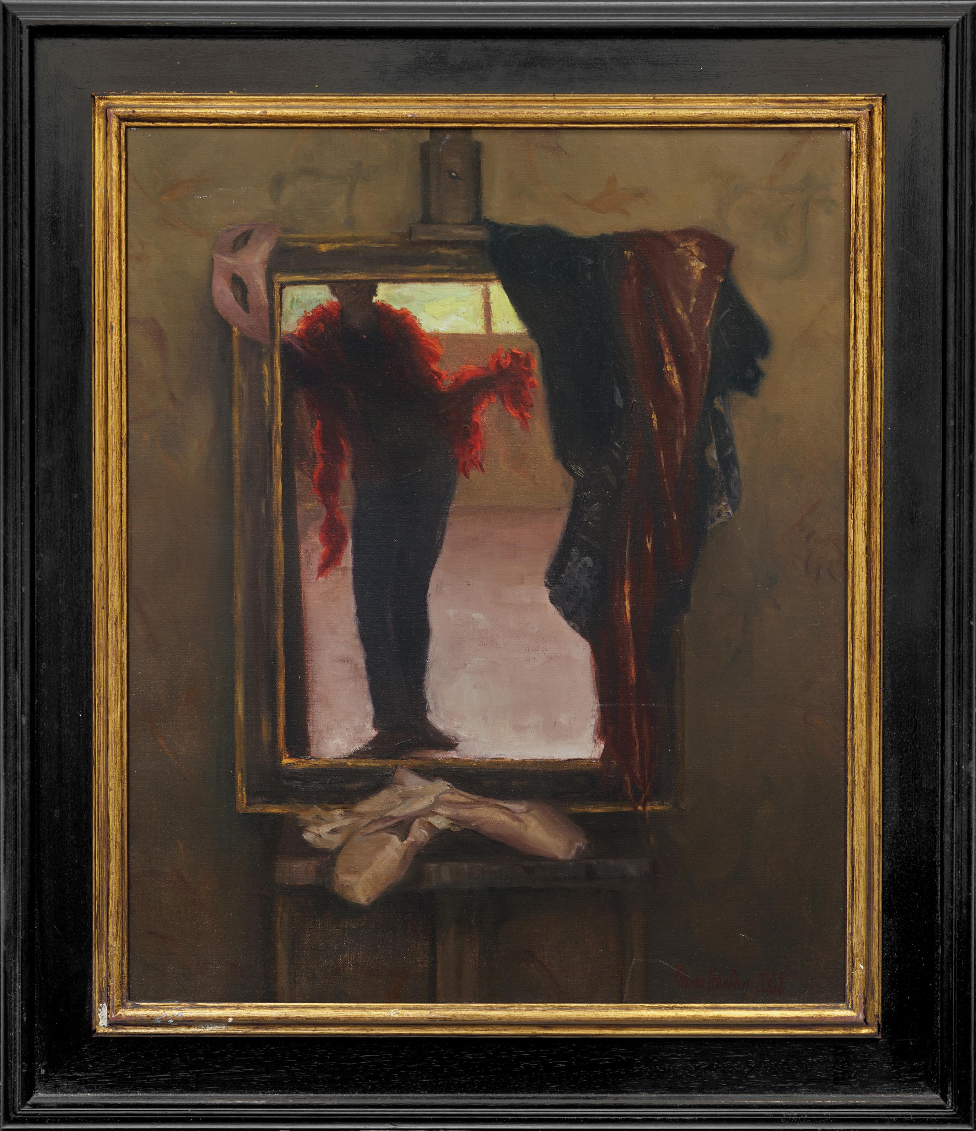 Melissa Franklin Sanchez Figurative Painting – Durch den Blick  Glas  Öl auf Leinwand   Ballett Zwei Gemälde in dem Gemälde