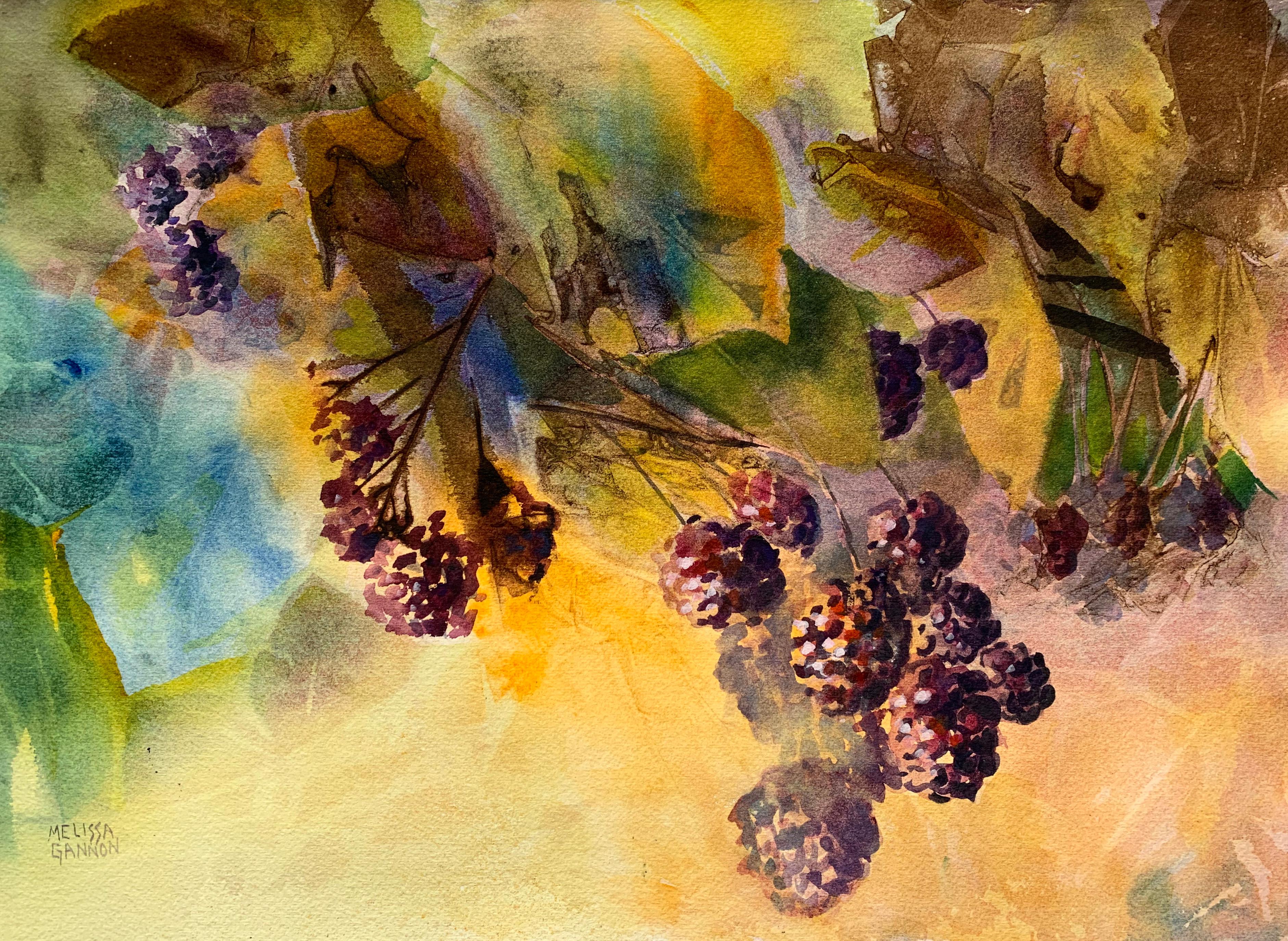 Blackberries, Original Painting - Mixed Media Art by Melissa Gannon