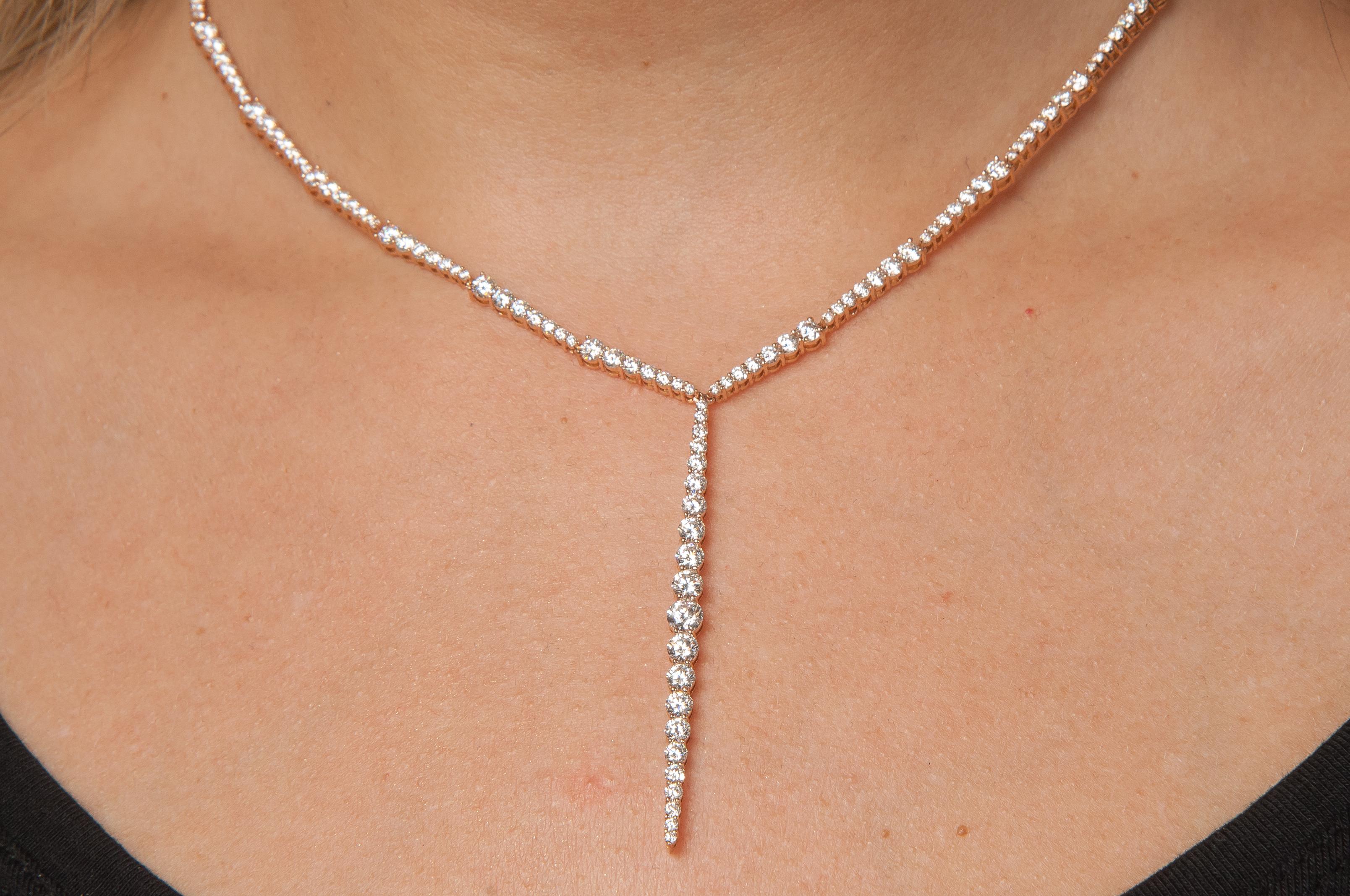 Brilliant Cut Melissa Kaye Aria Stiletto Necklace For Sale
