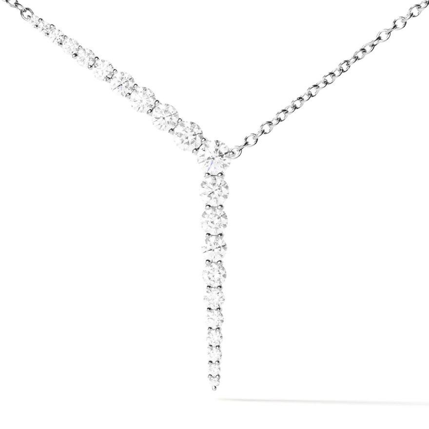 Melissa Kaye Aria Y Necklace in 18K White Gold In New Condition For Sale In Weston, MA