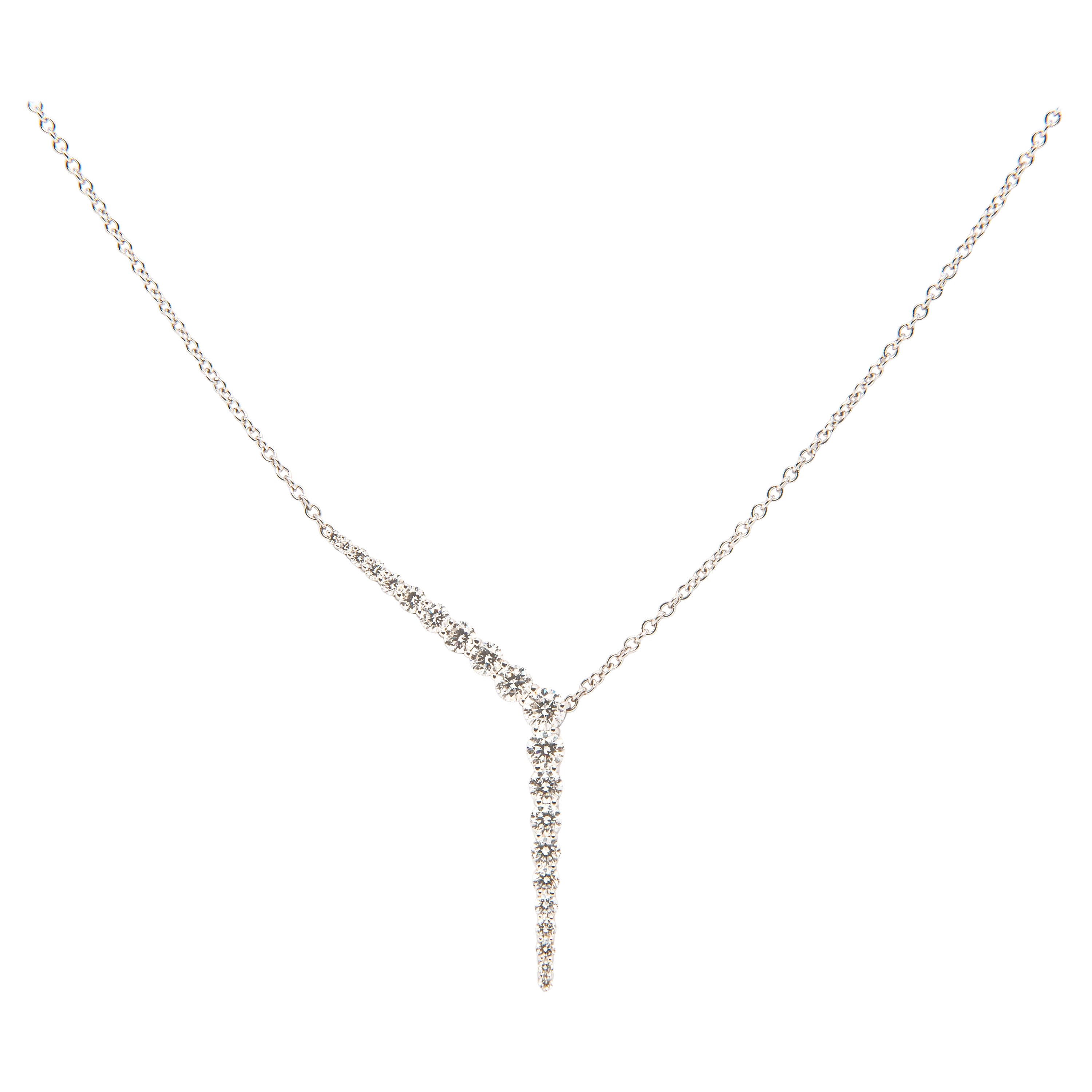 Women's Melissa Kaye Aria Y Necklace in 18K White Gold For Sale