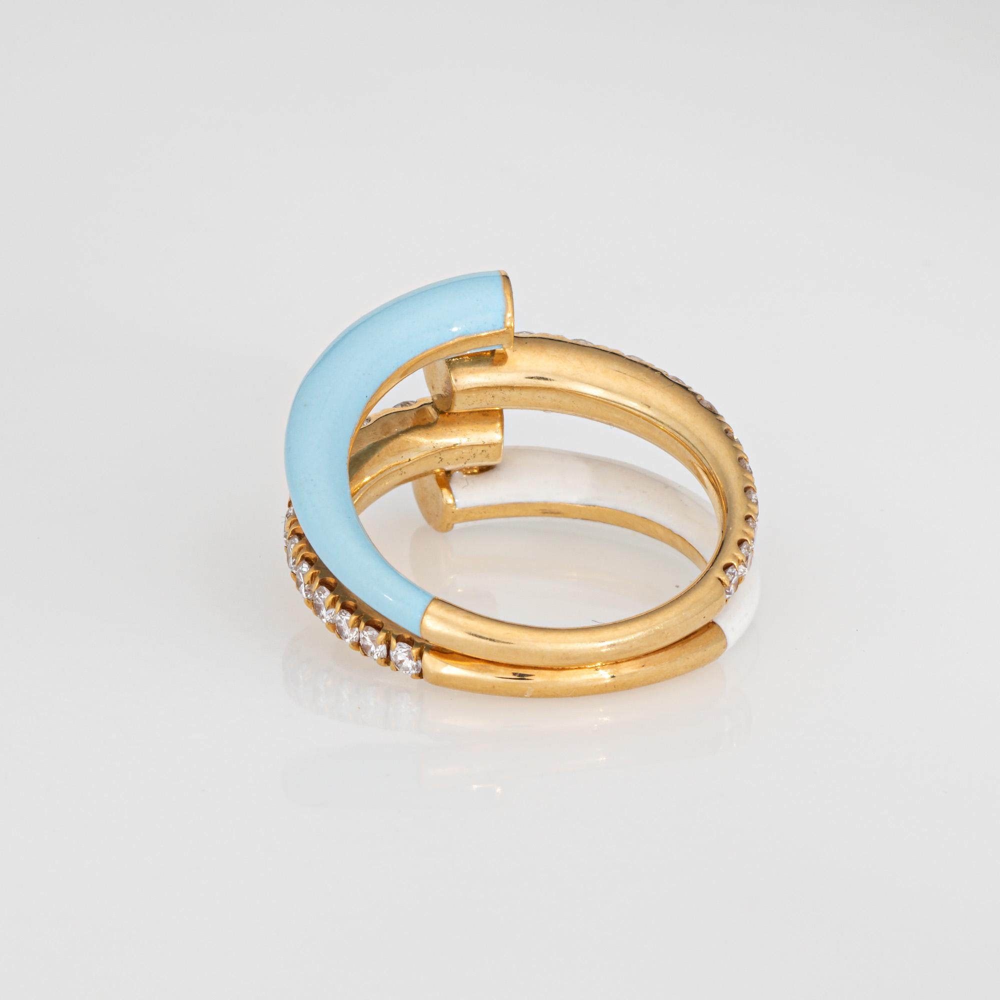 Round Cut Melissa Kaye Enamel 1ct Diamond Ring Estate 18k Yellow Gold Band Fine Jewelry