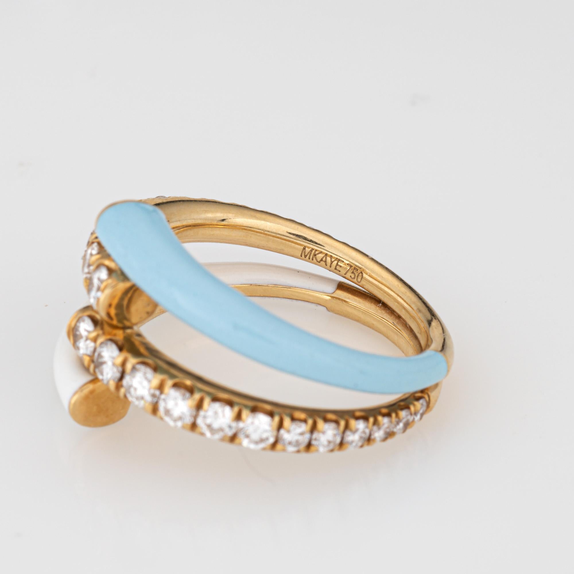 Women's Melissa Kaye Enamel 1ct Diamond Ring Estate 18k Yellow Gold Band Fine Jewelry