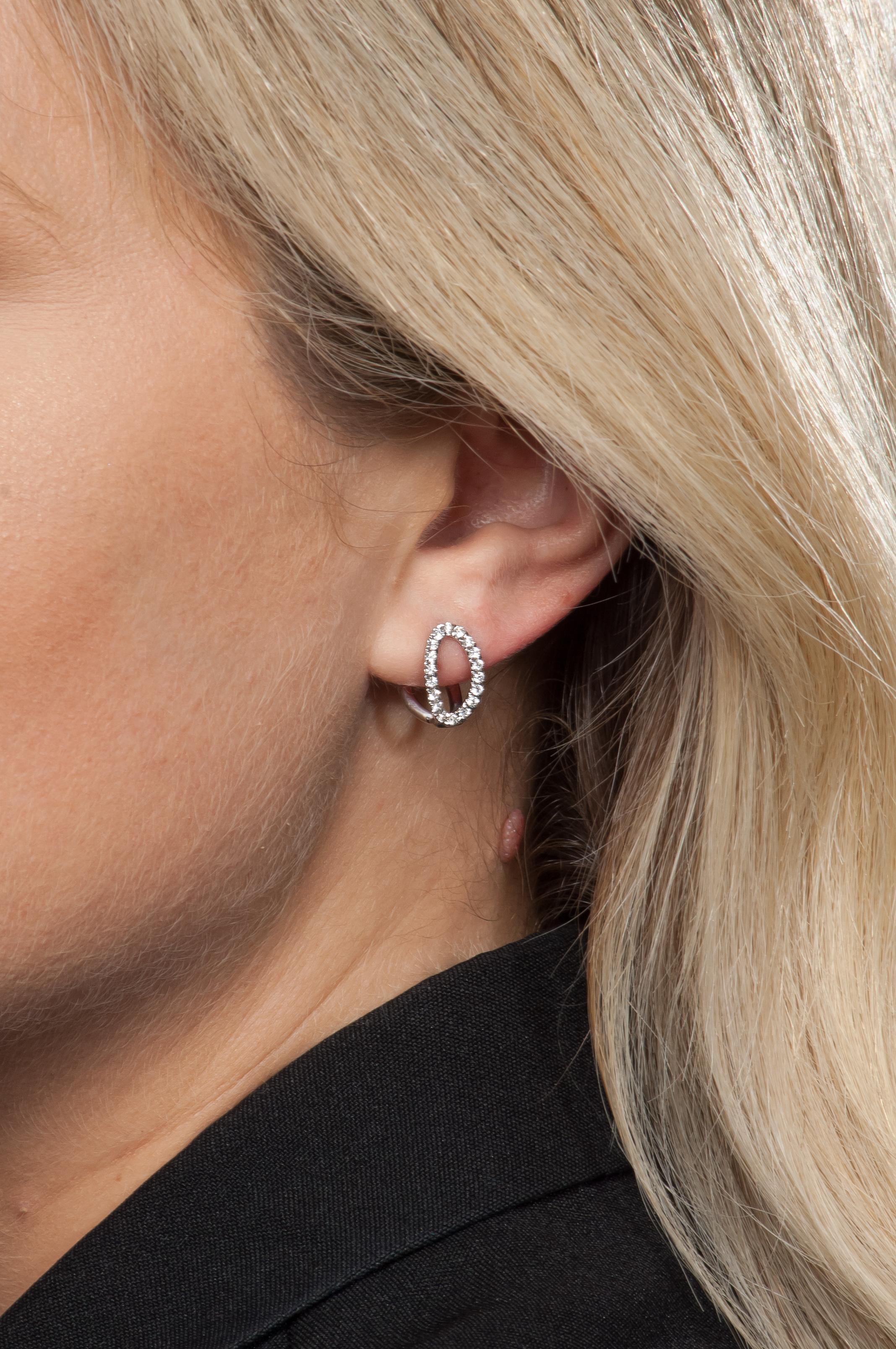 Contemporary Melissa Kaye Small Mila White Gold & Diamond Earrings For Sale