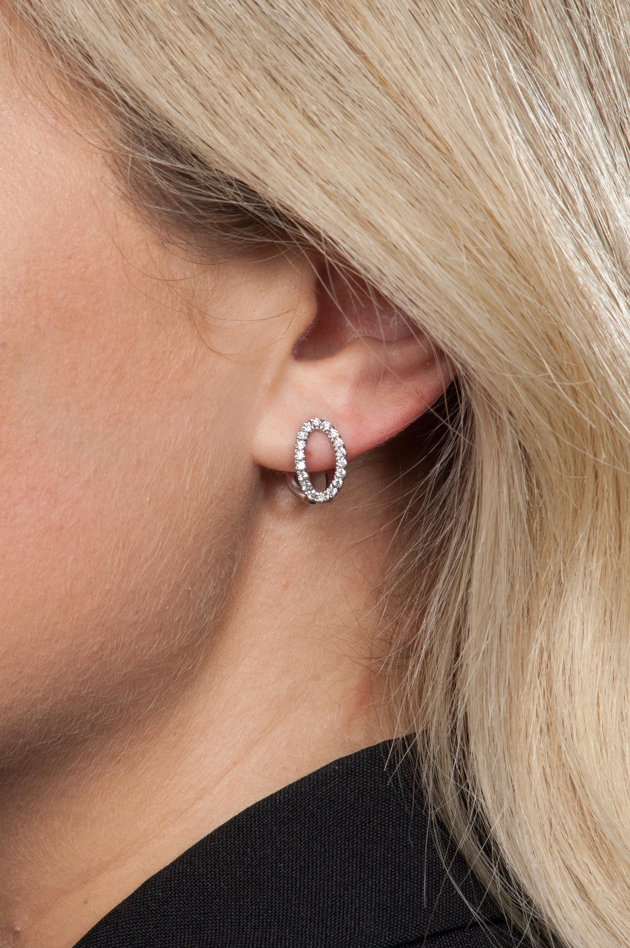 Melissa Kaye Small Mila White Gold & Diamond Earrings For Sale 2