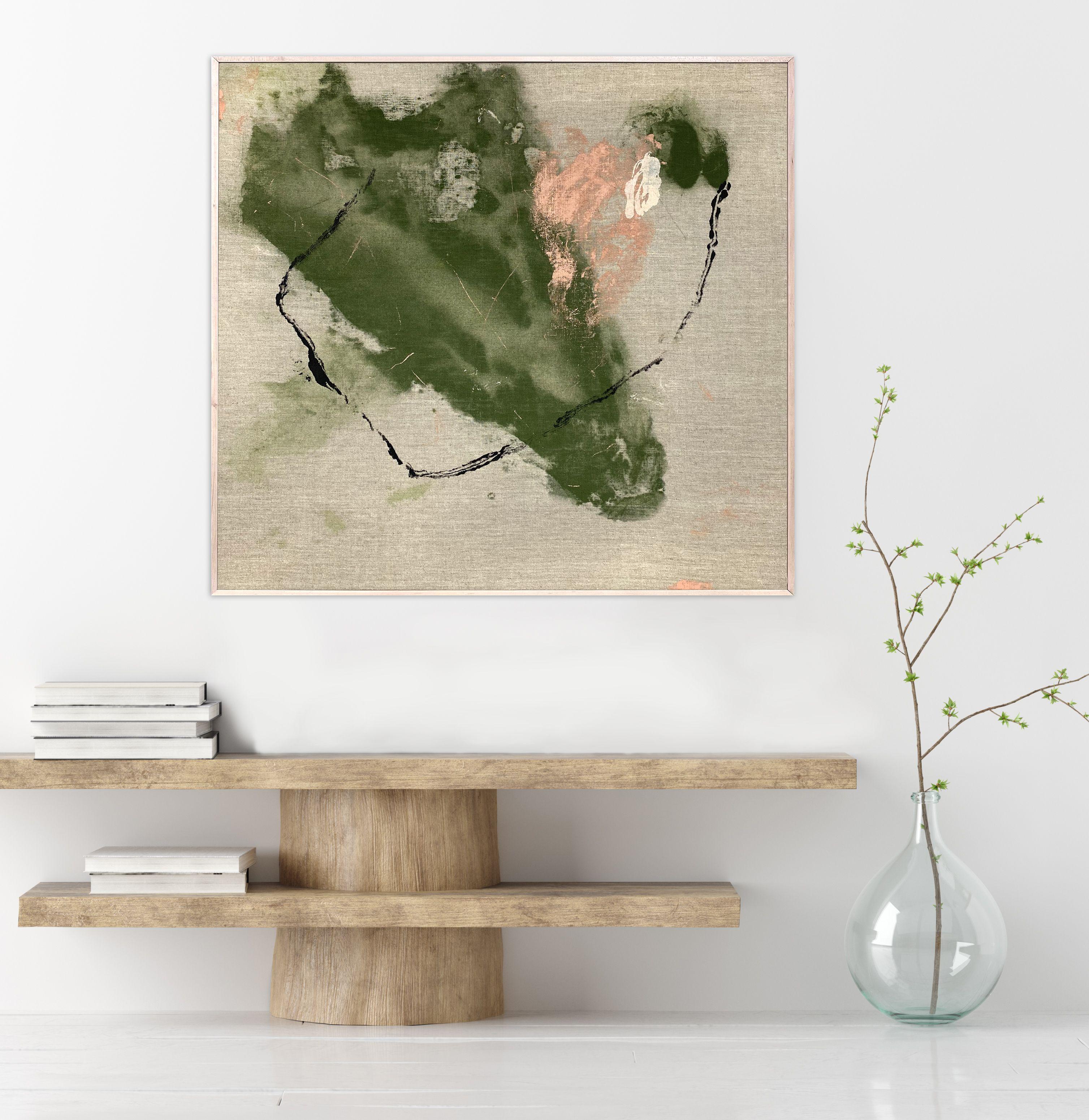 Rich green layers on linen canvas in a natural maple frame.    ΓÇ£This Forest eats itself and lives forever.ΓÇ¥    ? Barbara Kingsolver, The Poisonwood Bible :: Painting :: Abstract :: This piece comes with an official certificate of authenticity