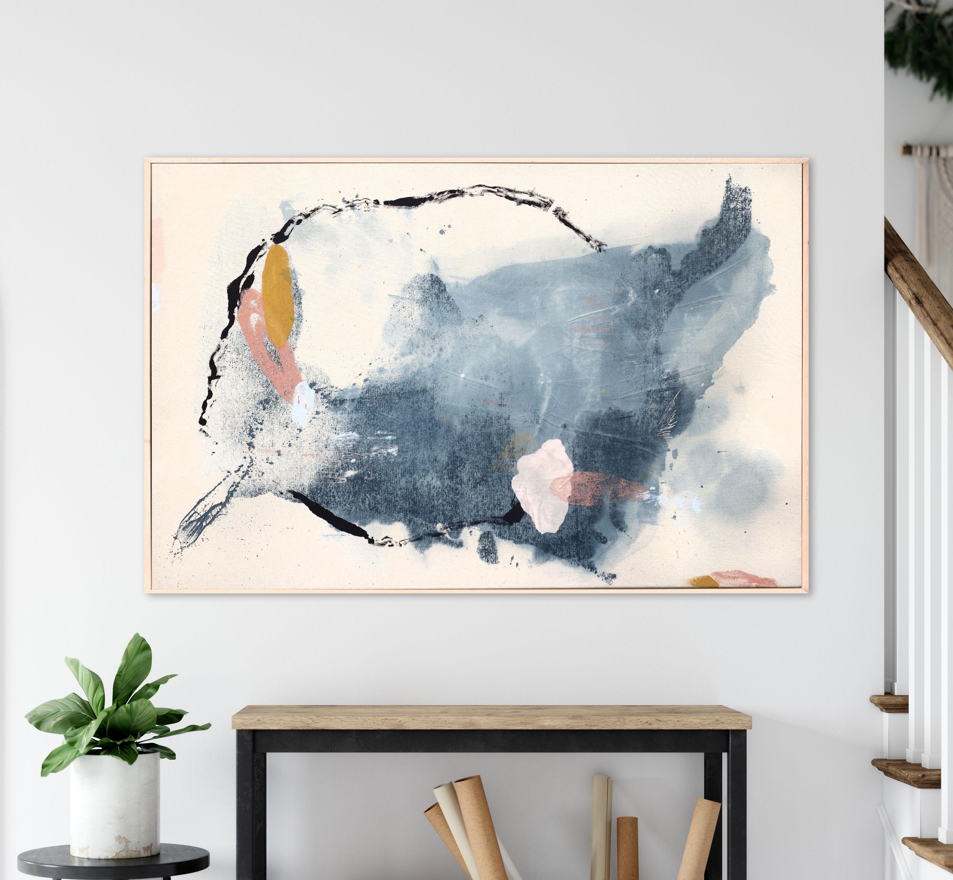 Gira al largo - Solitudine, Pittura, Acrilico su tela - Abstract Painting Grigio di Melissa McGill