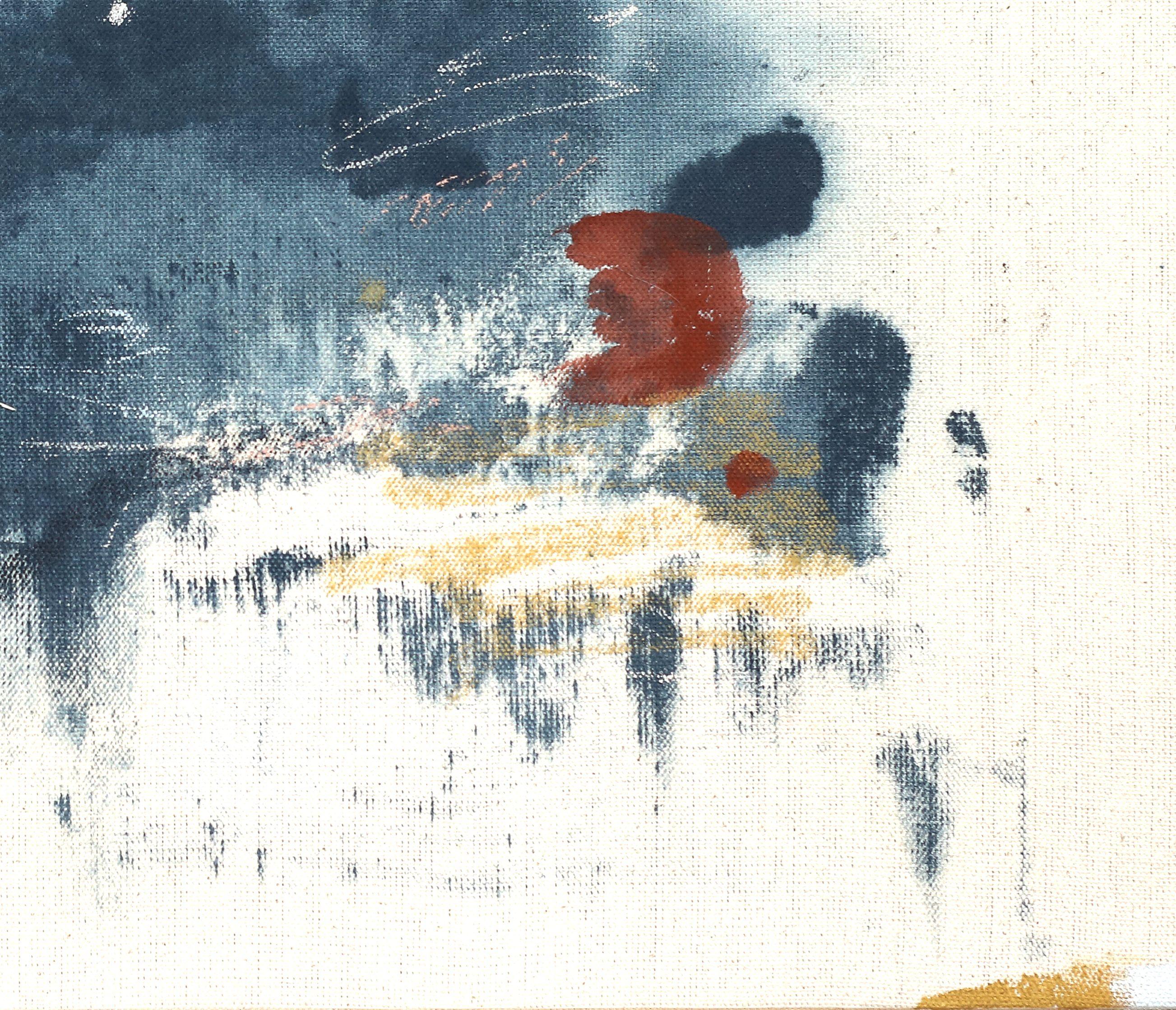 Quién oye música - Soledad, Pintura, Acrílico sobre lienzo - Abstract Painting Gris de Melissa McGill
