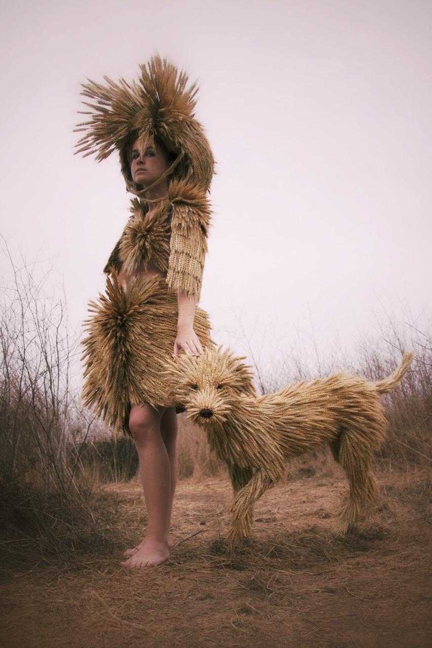 Wheat Dog - Contemporary Sculpture by Melissa Meier