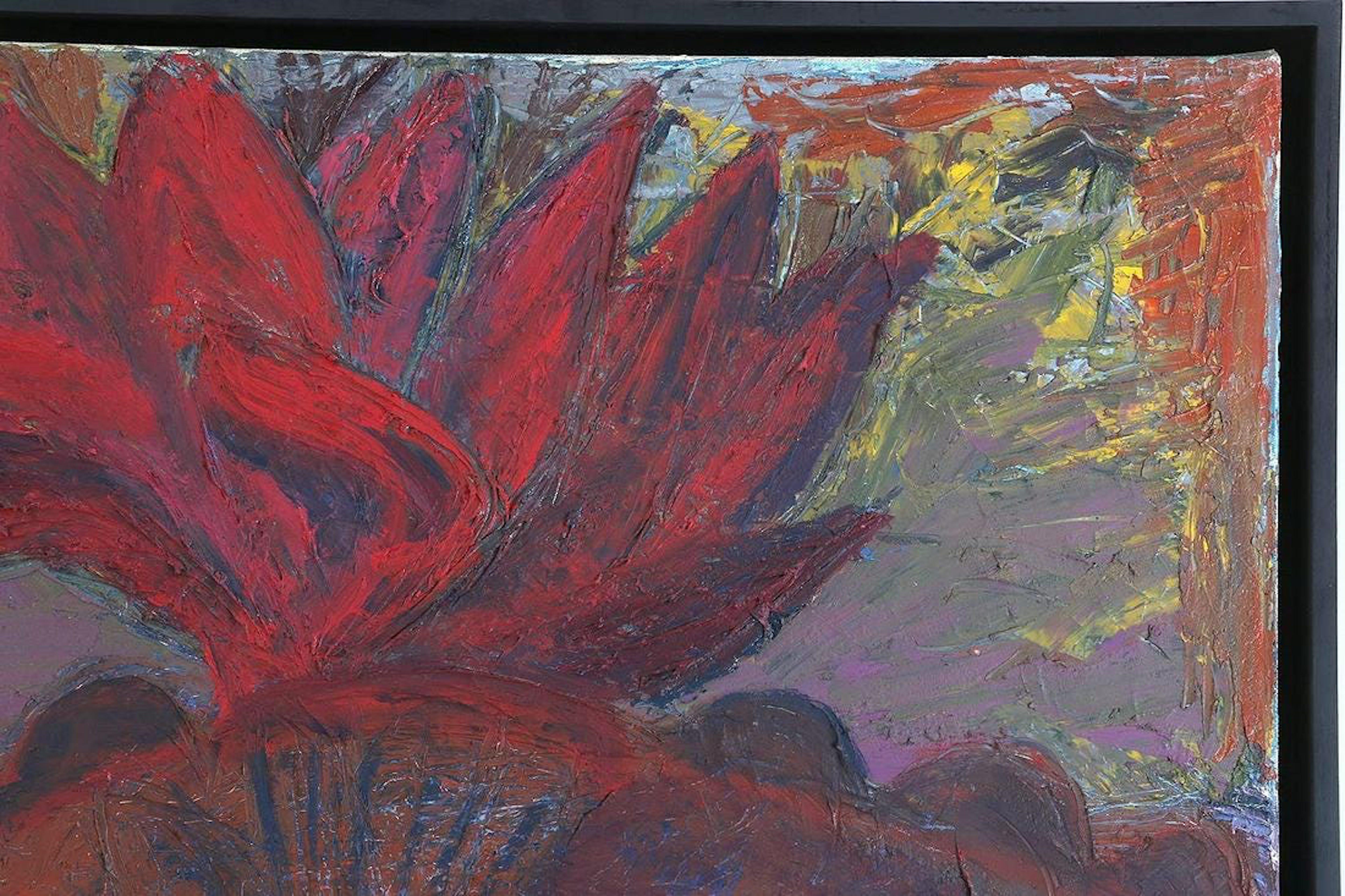 Artista expresionista abstracta estadounidense Melissa Meyer Pintura al óleo Corazón en llamas en venta 2