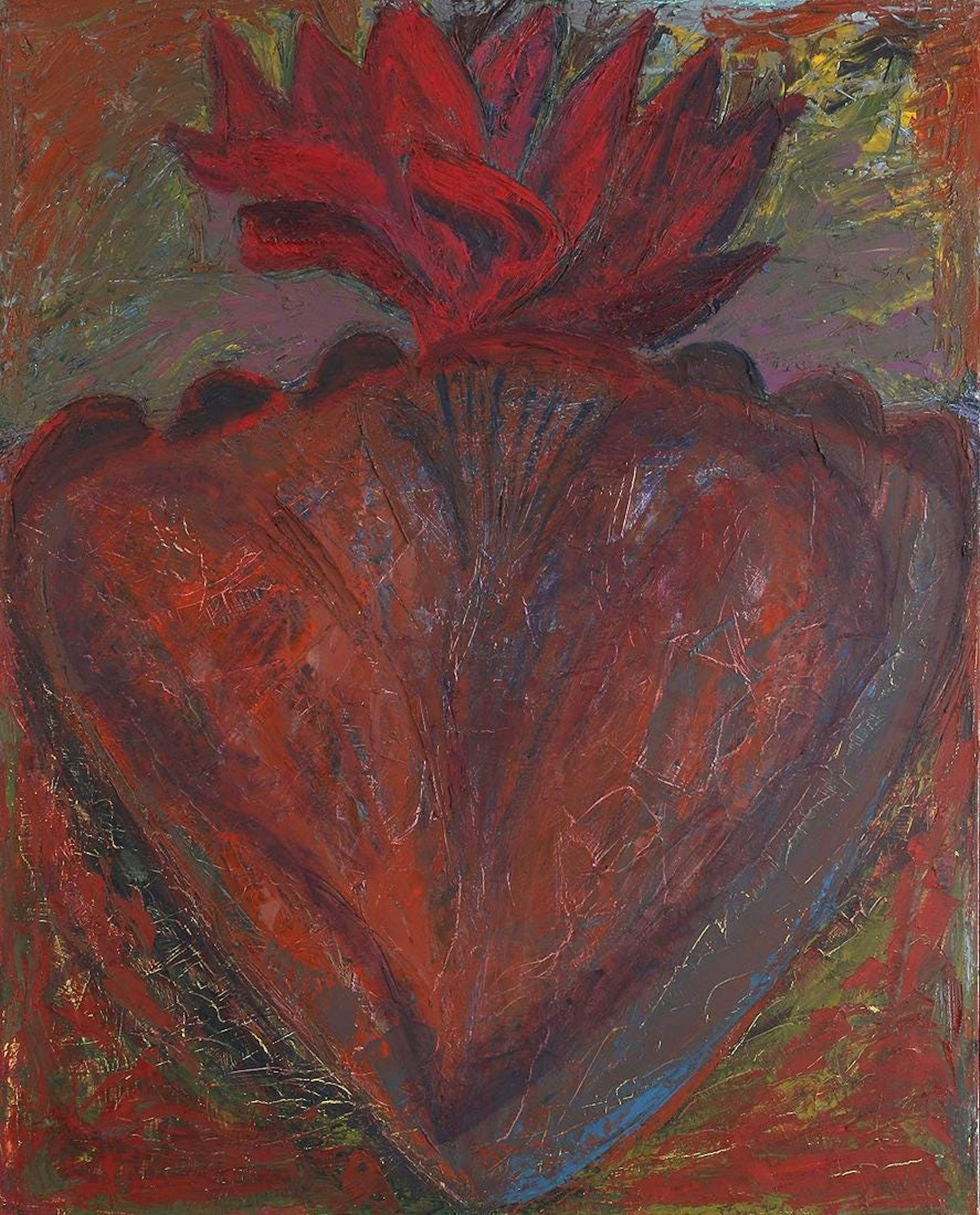 Artista expresionista abstracta estadounidense Melissa Meyer Pintura al óleo Corazón en llamas en venta 4