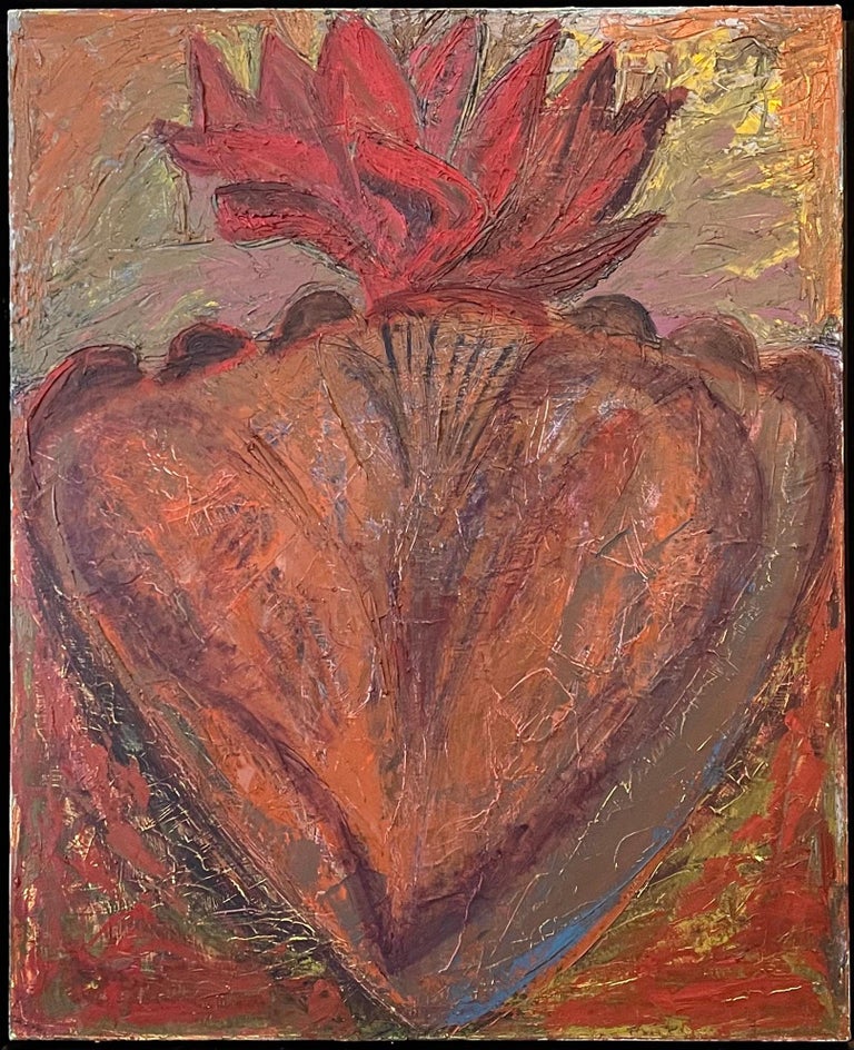 American Abstract Expressionist Artist Melissa Meyer Oil Painting Flaming Heart For Sale 5