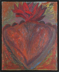 American Abstract Expressionist Artist Melissa Meyer Oil Painting Flaming Heart