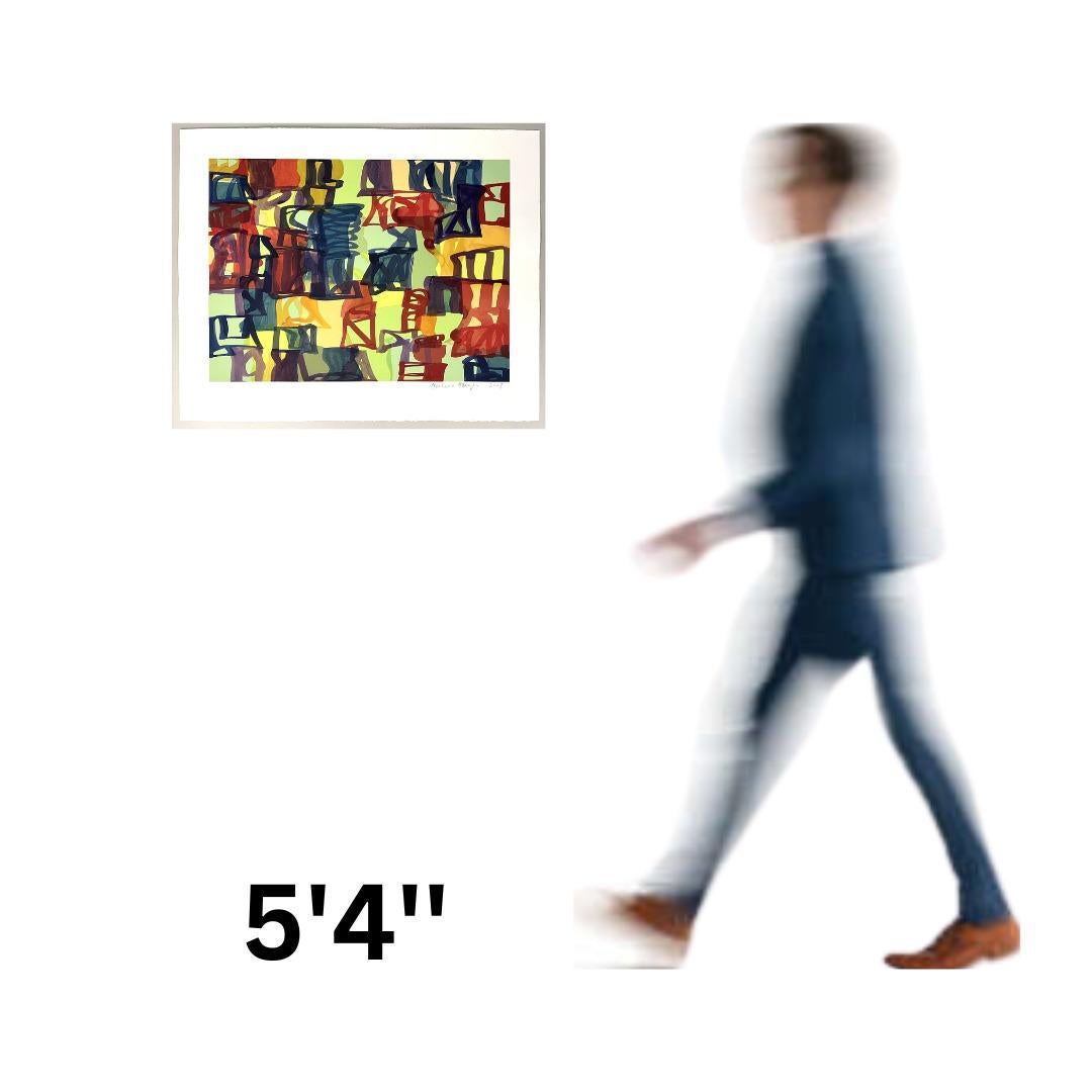 Petit abstrait de Melissa Meyer (motif abstrait vert, jaune et bleu) en vente 3