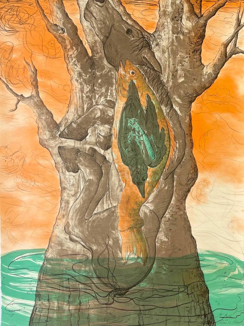 Melissa W. Miller - Untitled (Fossil) 4 Color lithograph Signed 74/100 Unframed