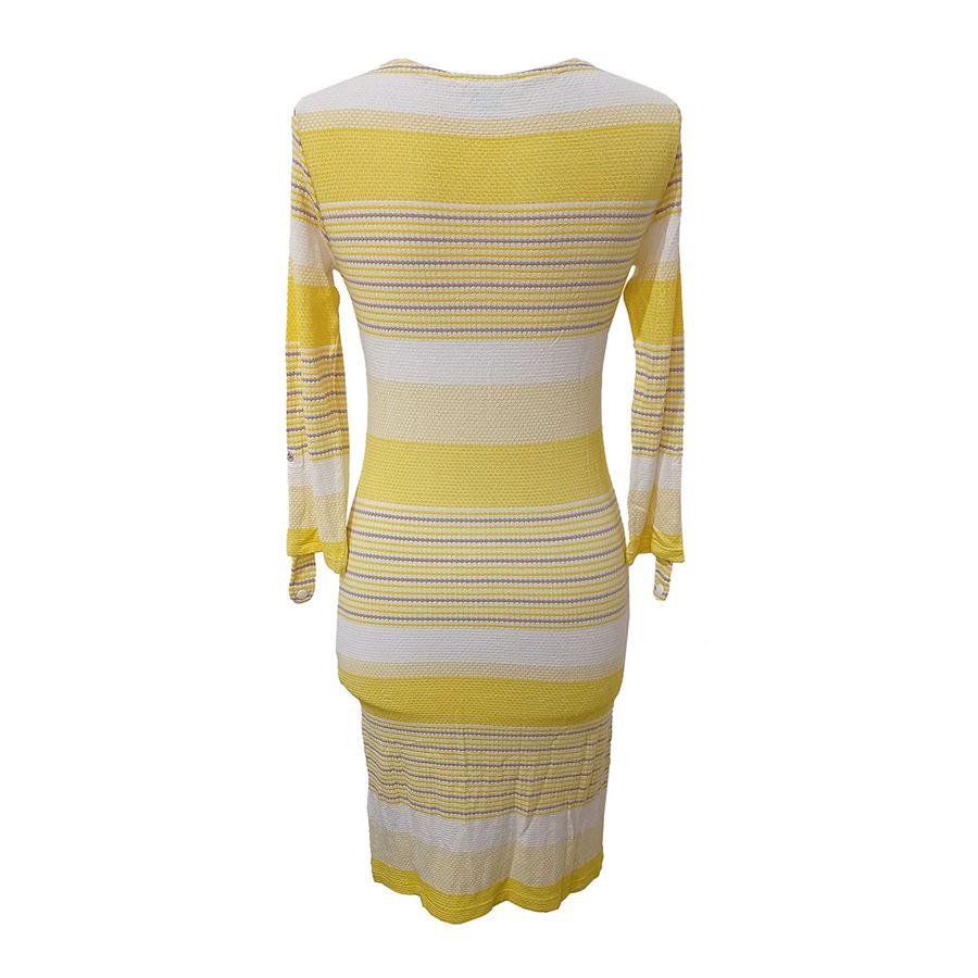 Viscose White and yellow stripes Long sleeve Shoulder/hem cm 85 (33,4 inches)
