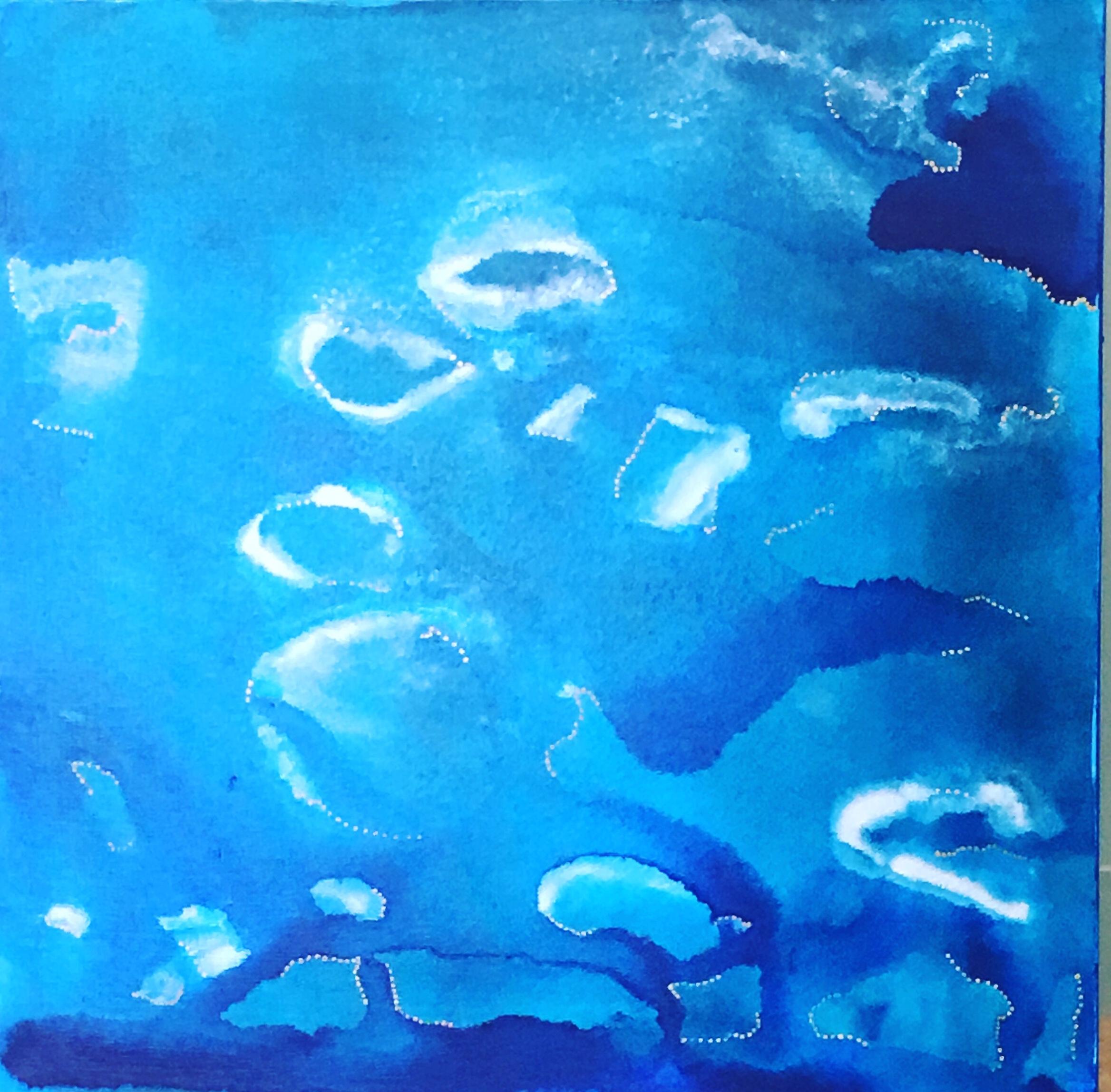 Abstract Painting Melissa Partridge - Peinture abstraite à l'acrylique, « Under the Sea », 2019