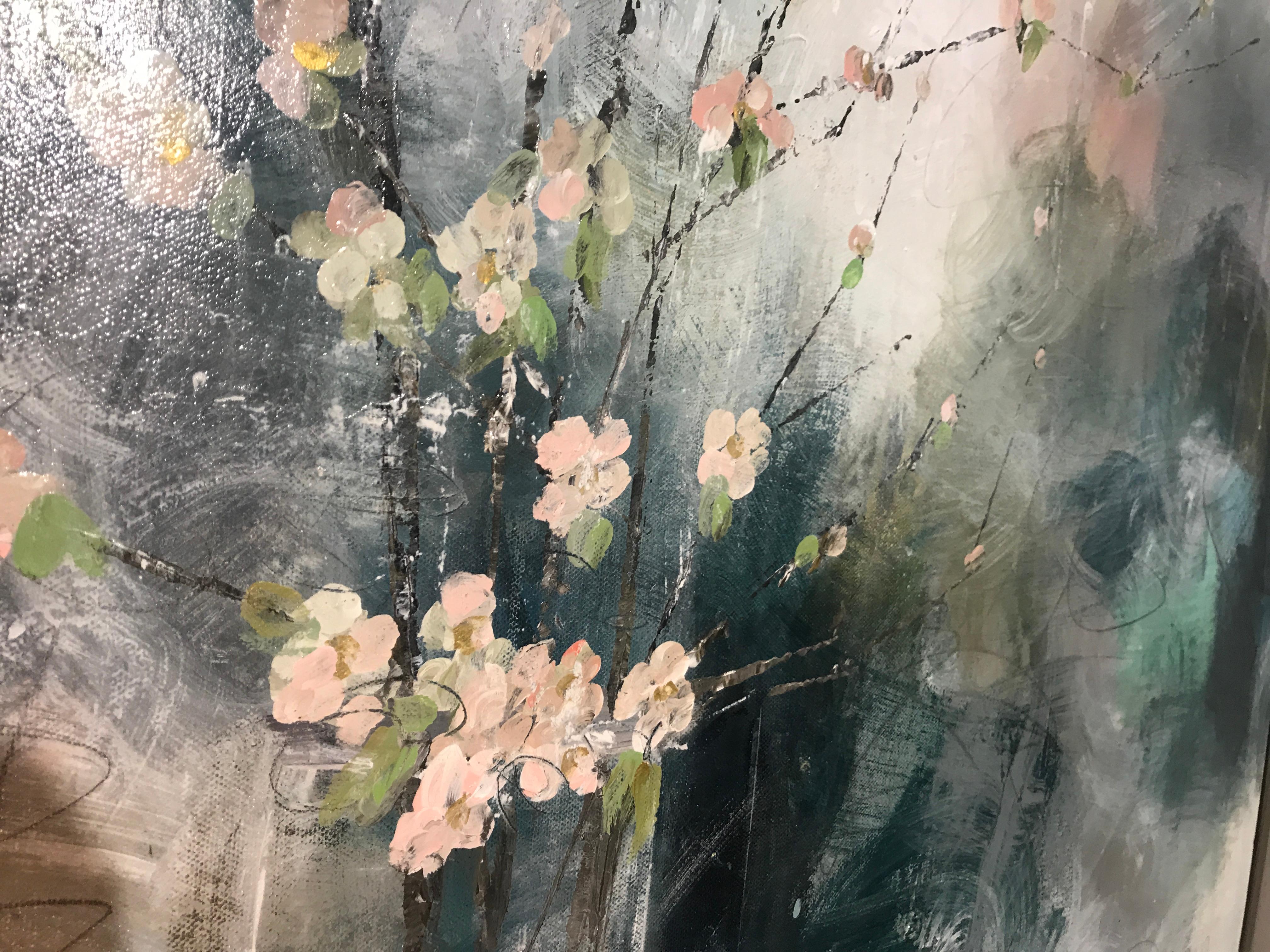 Blushing by Melissa Payne Baker, Large Square Contemporary Floral Painting 5