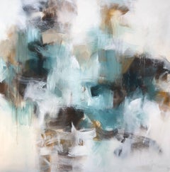 Cloud, Large Mixed Media on Canvas Abstract Painting of Square Format