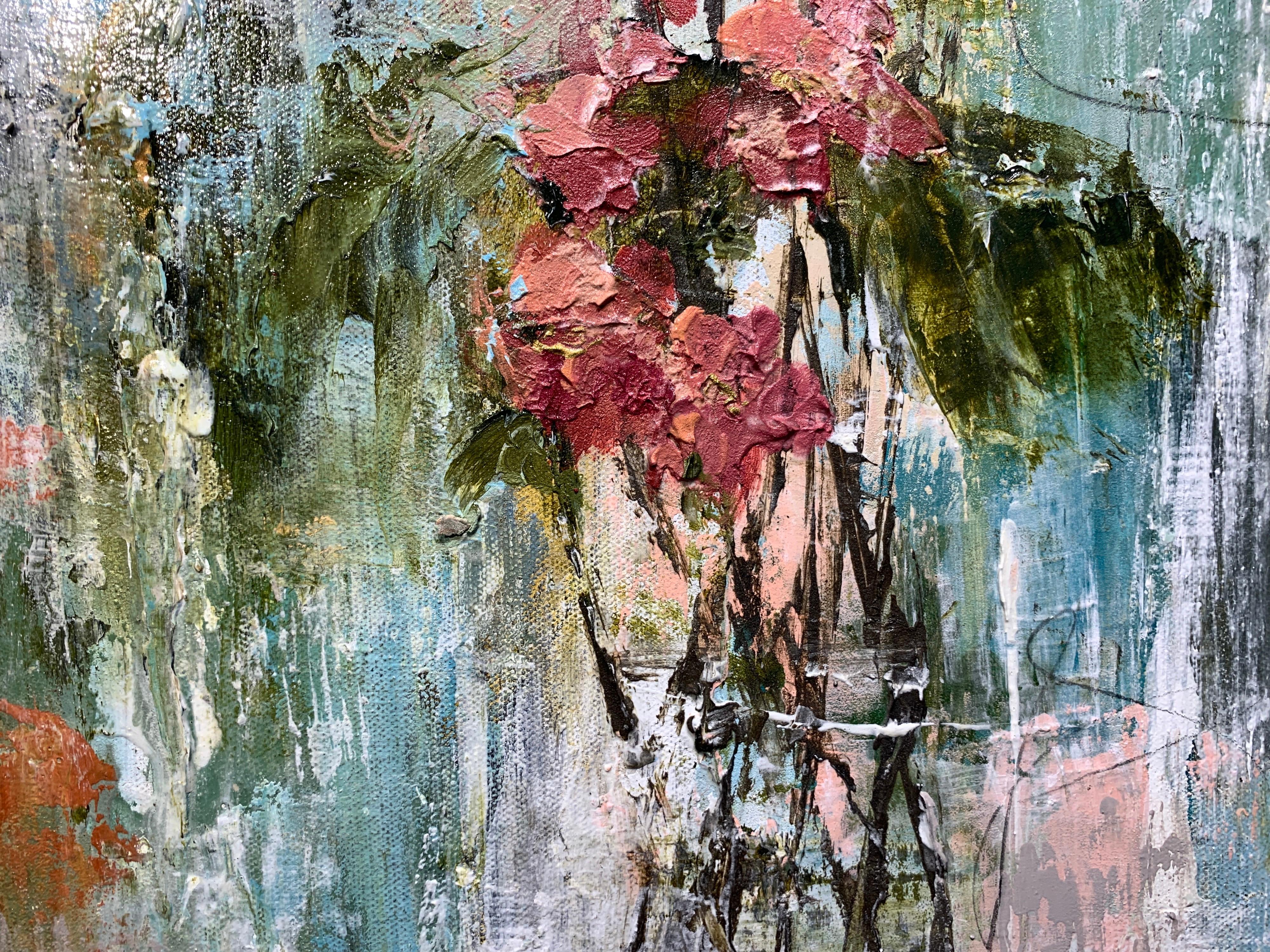 Fuchsia Quince by Melissa Payne Baker, Floral Abstract Canvas Painting 5