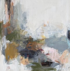 Neutral Abstract Painting Contemporary Mixed Media on Canvas Textured Modern Art